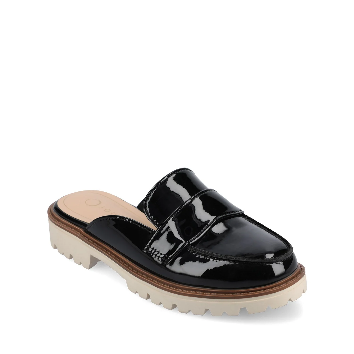 MIYCAH MULED LOAFER FLATS IN FAUX SUEDE - Black Patent - Image 2