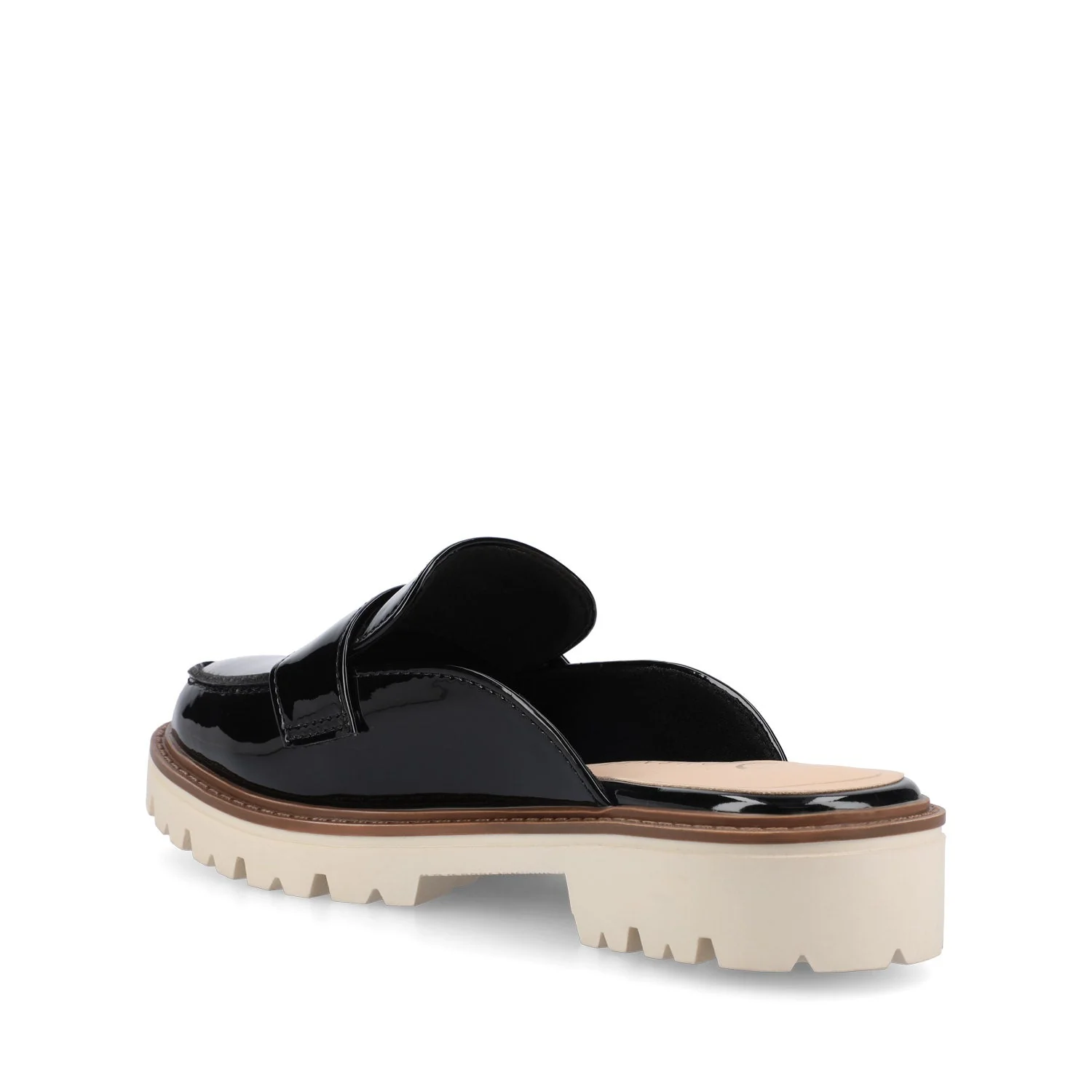 MIYCAH MULED LOAFER FLATS IN FAUX SUEDE - Black Patent - Image 3