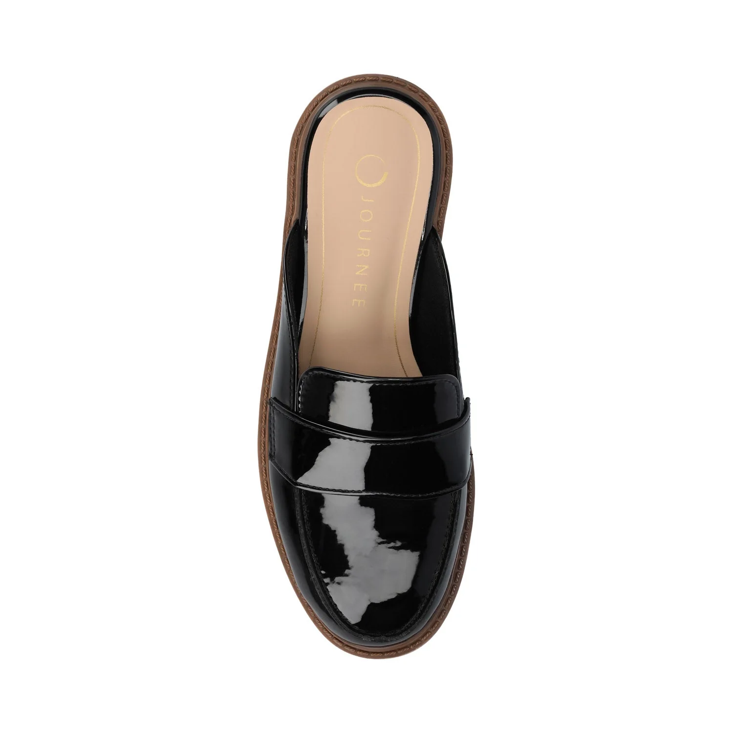 MIYCAH MULED LOAFER FLATS IN FAUX SUEDE - Black Patent - Image 4