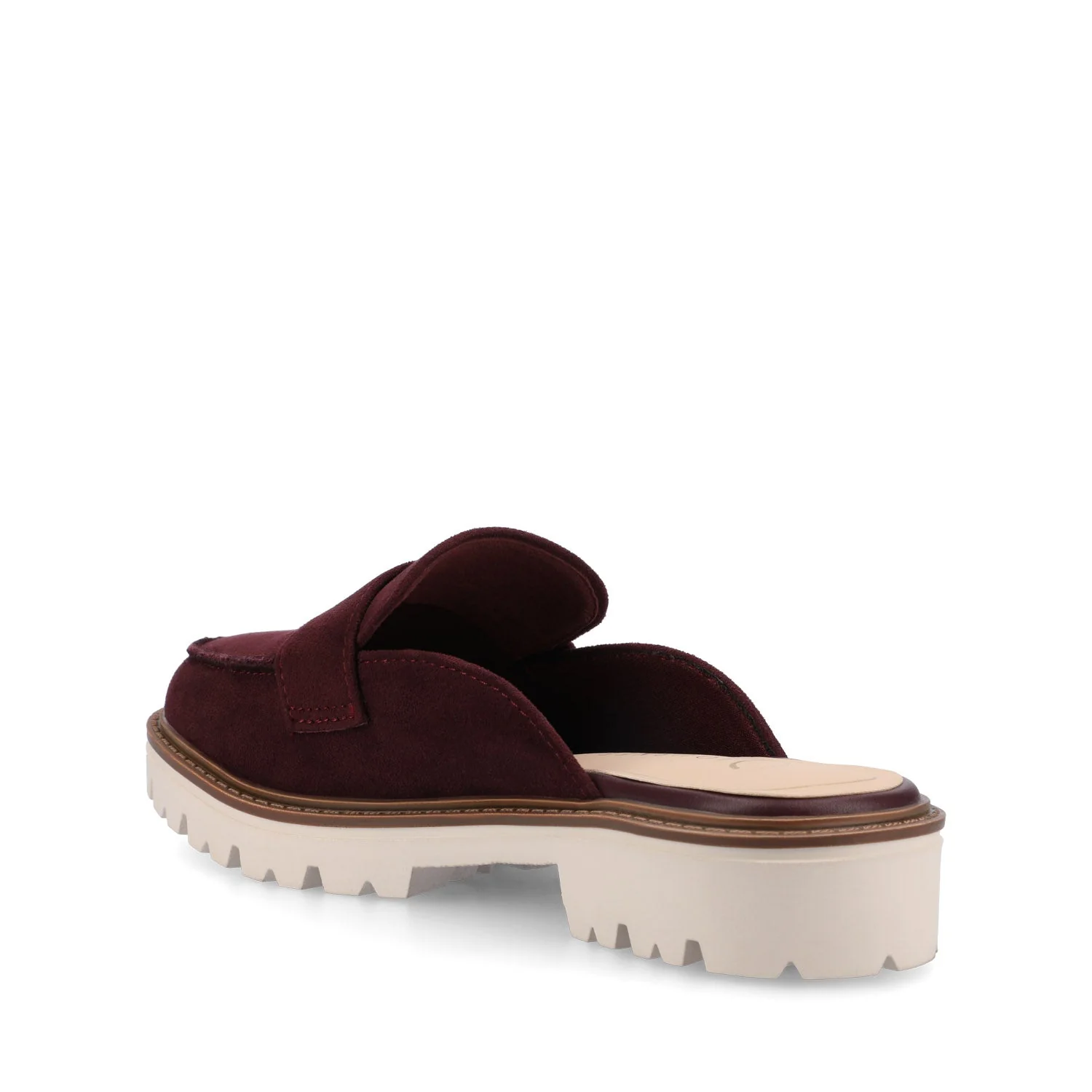 MIYCAH MULED LOAFER FLATS IN FAUX SUEDE - Oxblood Nubuck - Image 3