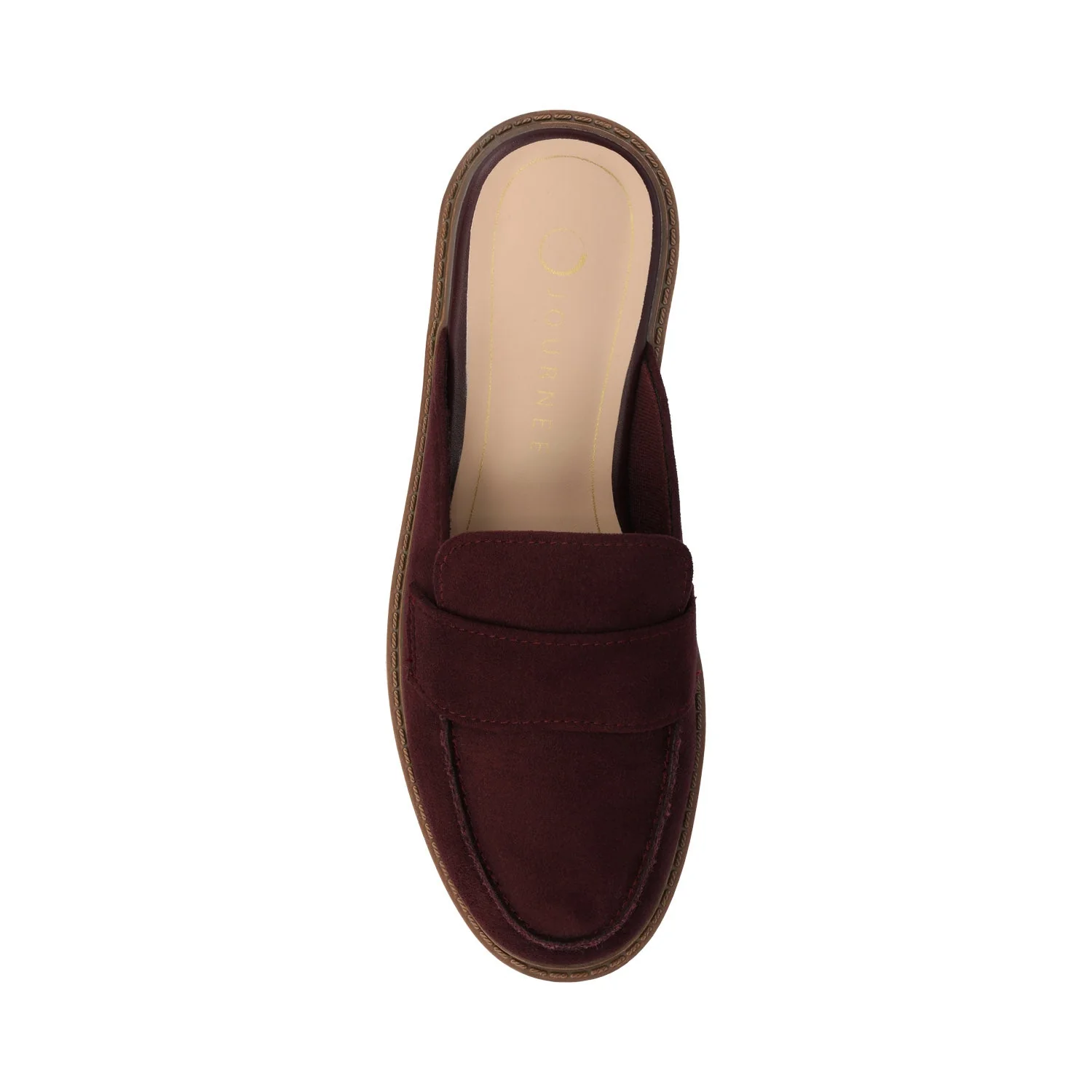 MIYCAH MULED LOAFER FLATS IN FAUX SUEDE - Oxblood Nubuck - Image 4