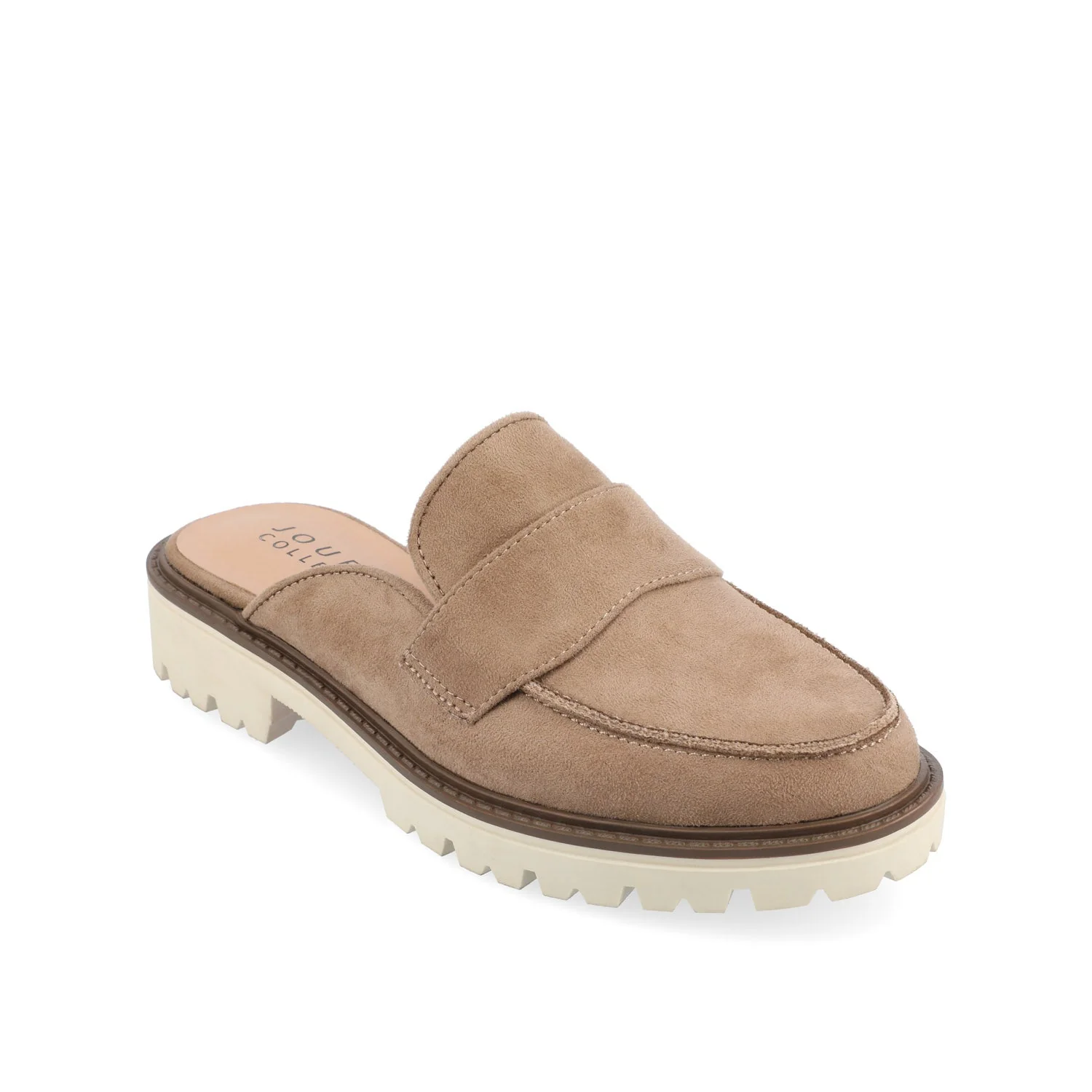 MIYCAH MULED LOAFER FLATS IN FAUX SUEDE - Taupe - Image 2