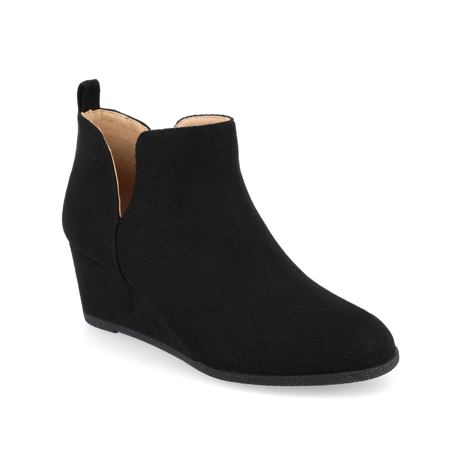 MYLEE WEDGE HEELED BOOTIES IN FAUX SUEDE - Black - Image 2