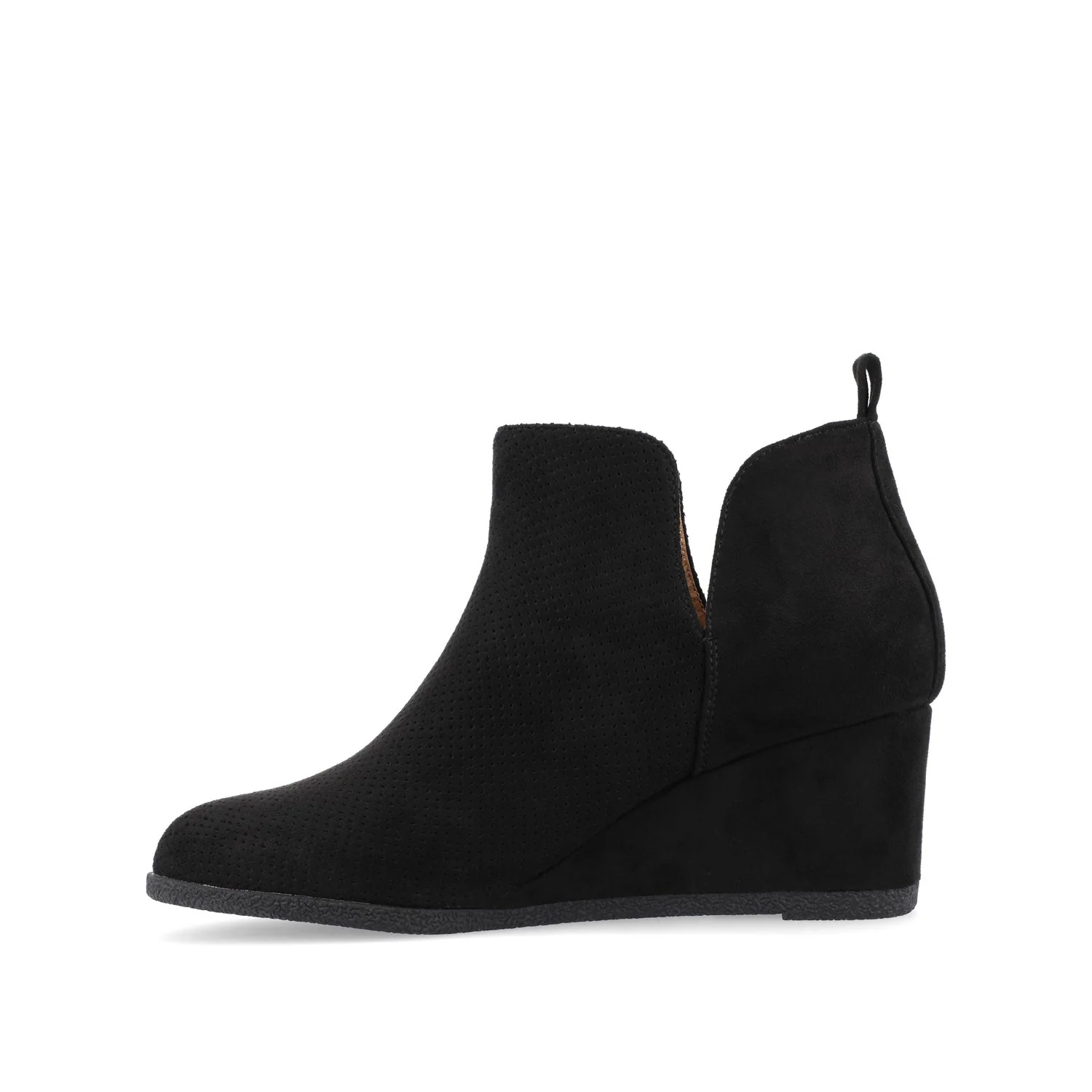 MYLEE WEDGE HEELED BOOTIES IN FAUX SUEDE - Black - Image 3
