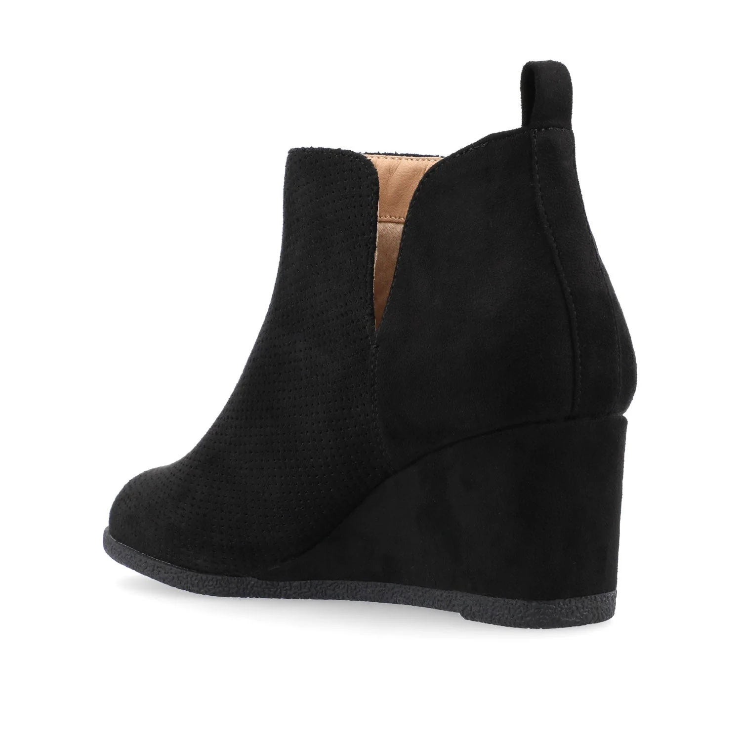 MYLEE WEDGE HEELED BOOTIES IN FAUX SUEDE - Black - Image 4