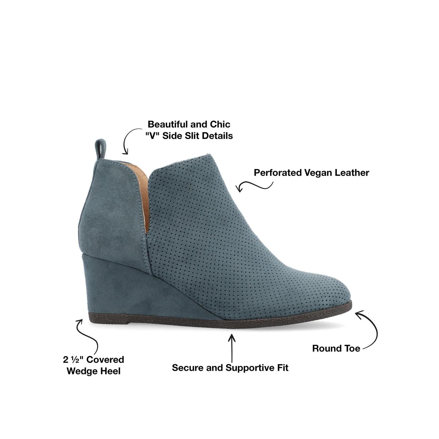 MYLEE WEDGE HEELED BOOTIES IN FAUX SUEDE - Blue - Image 2