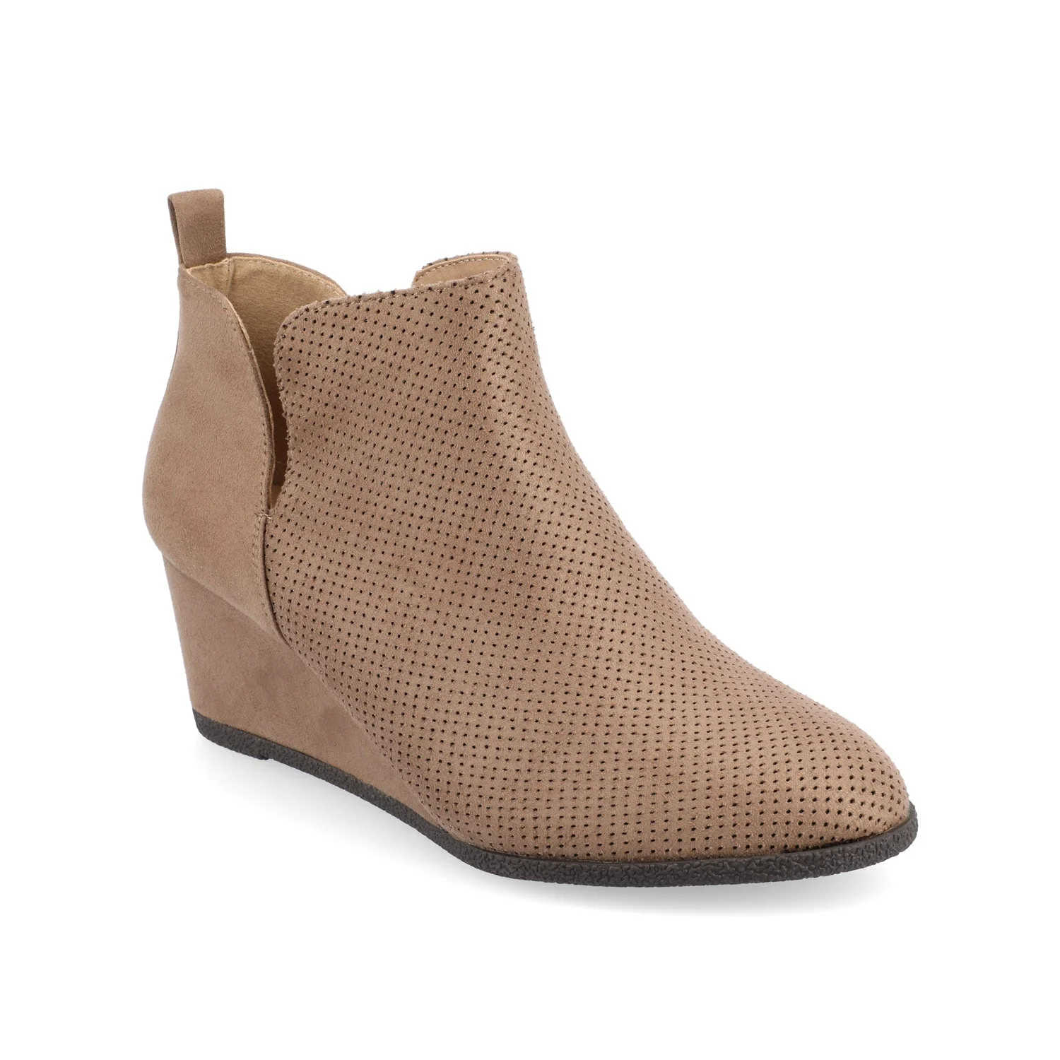 MYLEE WEDGE HEELED BOOTIES IN FAUX SUEDE - Taupe - Image 2