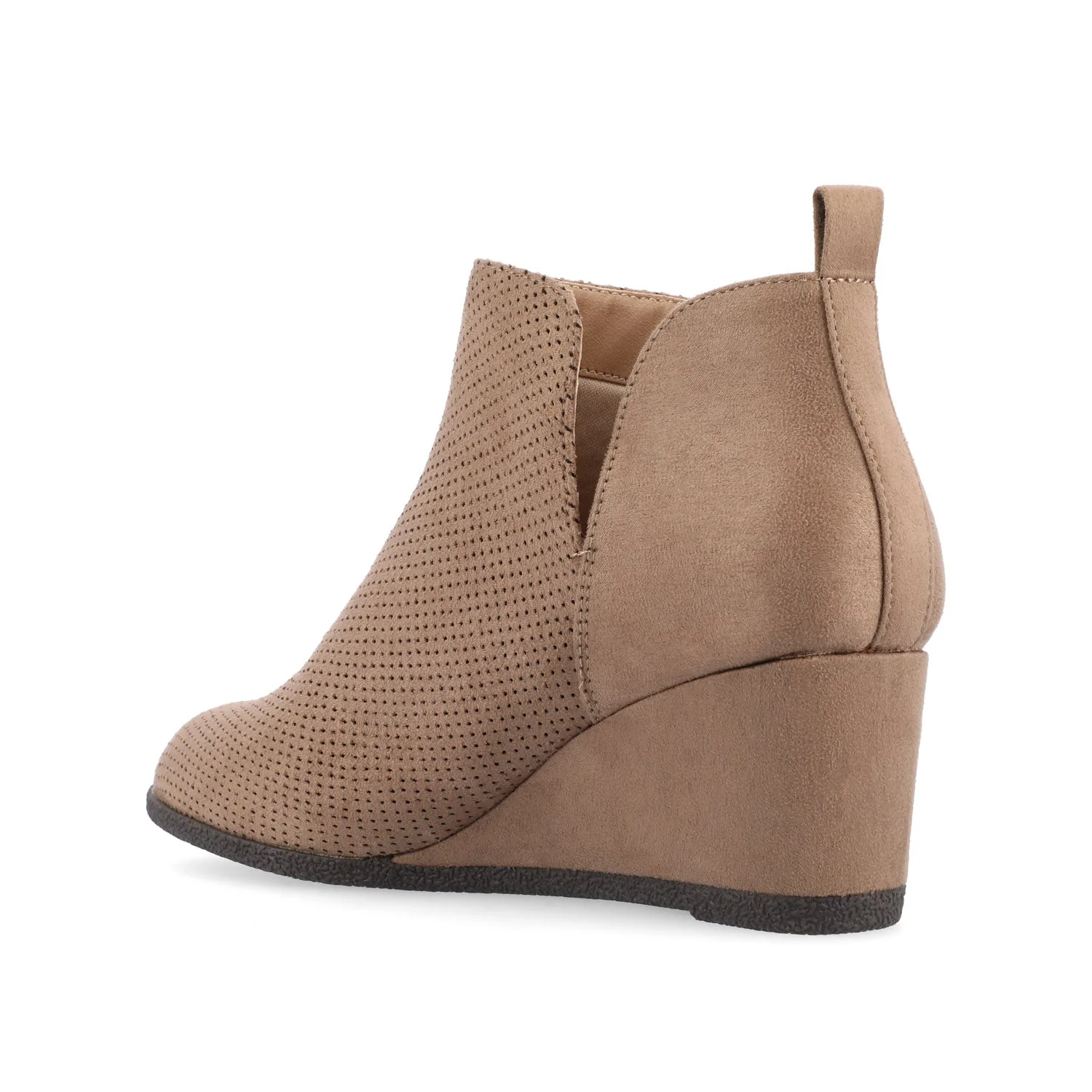MYLEE WEDGE HEELED BOOTIES IN FAUX SUEDE - Taupe - Image 4