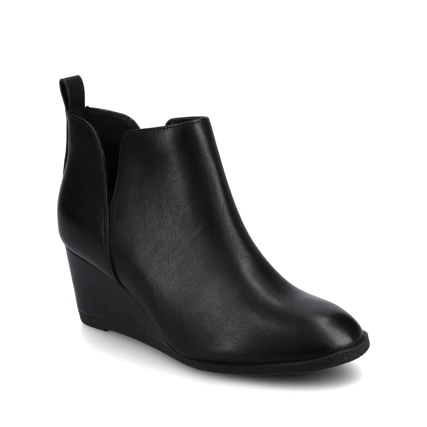 MYLEE WEDGE HEELED BOOTIES IN WIDE - Black PU - Image 2