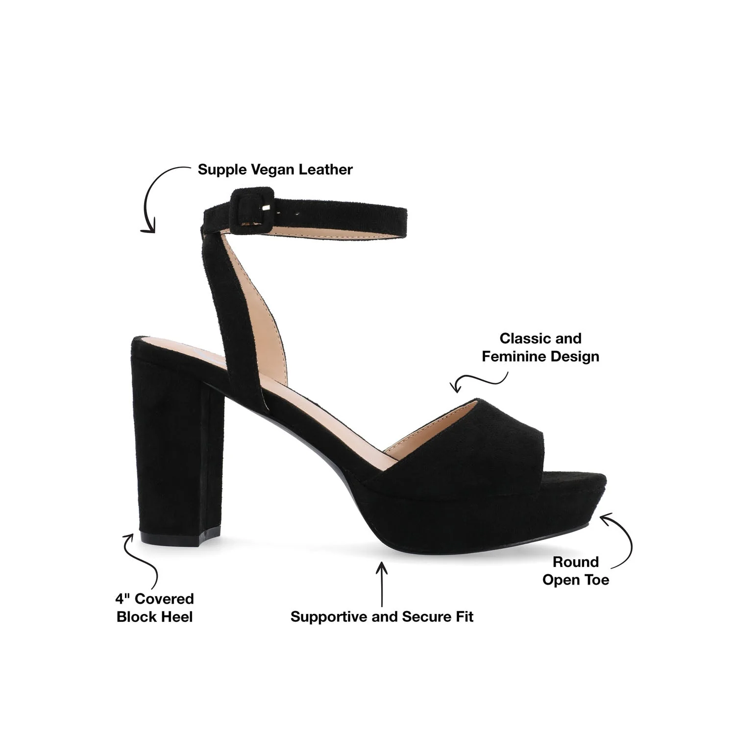 NAIRRI FAUX SUEDE STRAPPY HEELS IN WIDE - Black PU - Image 9