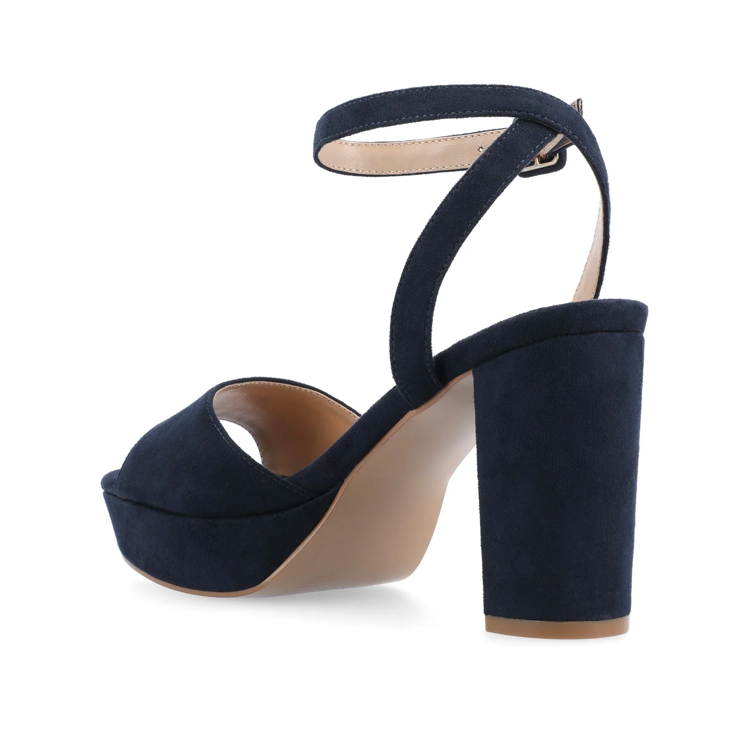 NAIRRI FAUX SUEDE STRAPPY HEELS IN WIDE - Blue - Image 4
