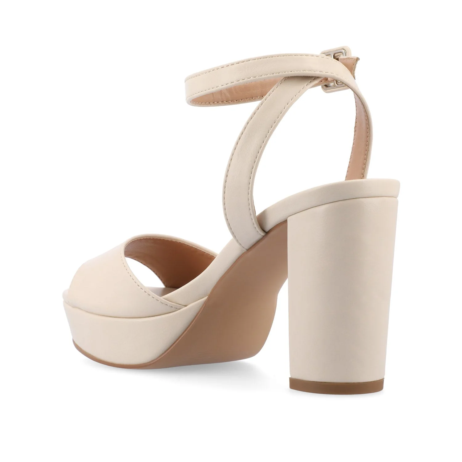 NAIRRI FAUX SUEDE STRAPPY HEELS IN WIDE - Bone - Image 4