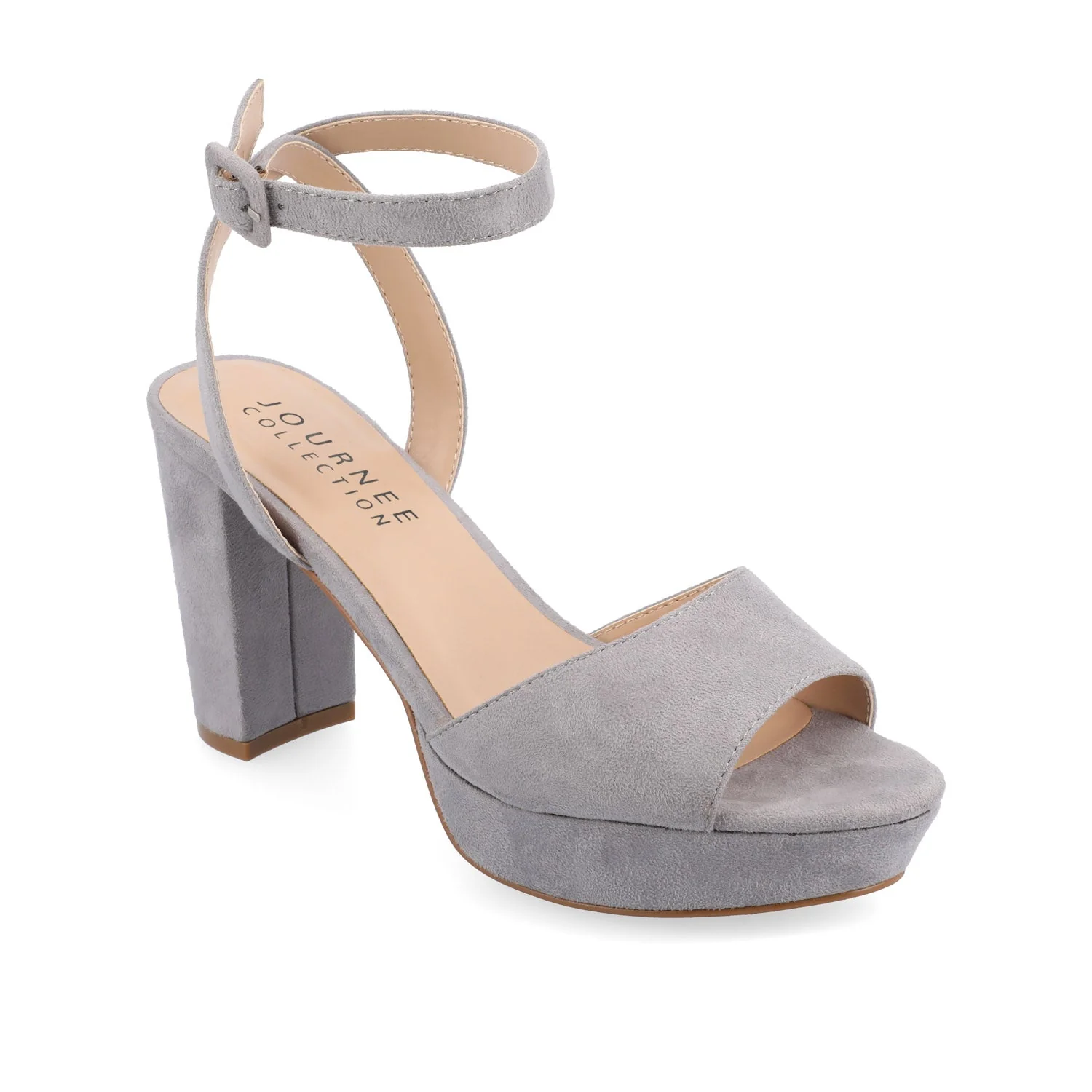 NAIRRI FAUX SUEDE STRAPPY HEELS IN WIDE - Grey - Image 2