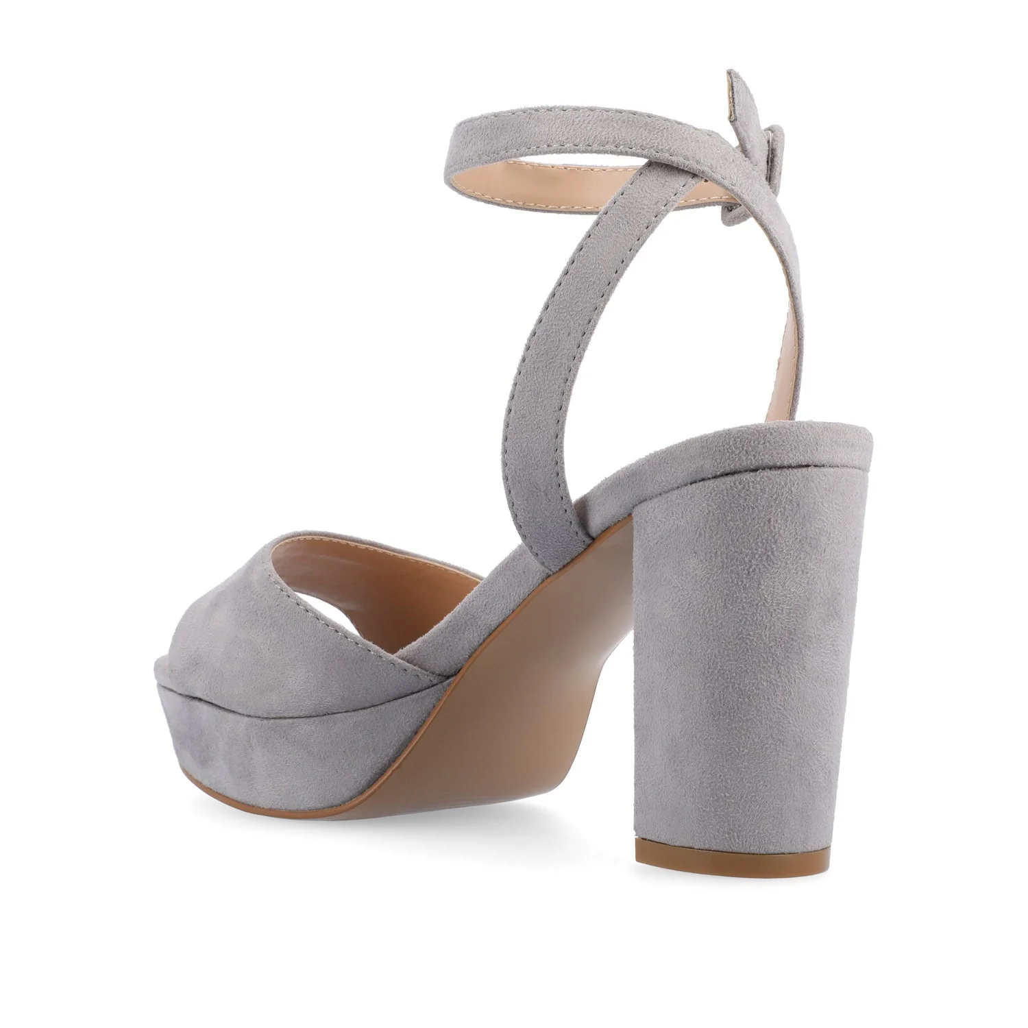 NAIRRI FAUX SUEDE STRAPPY HEELS IN WIDE - Grey - Image 4
