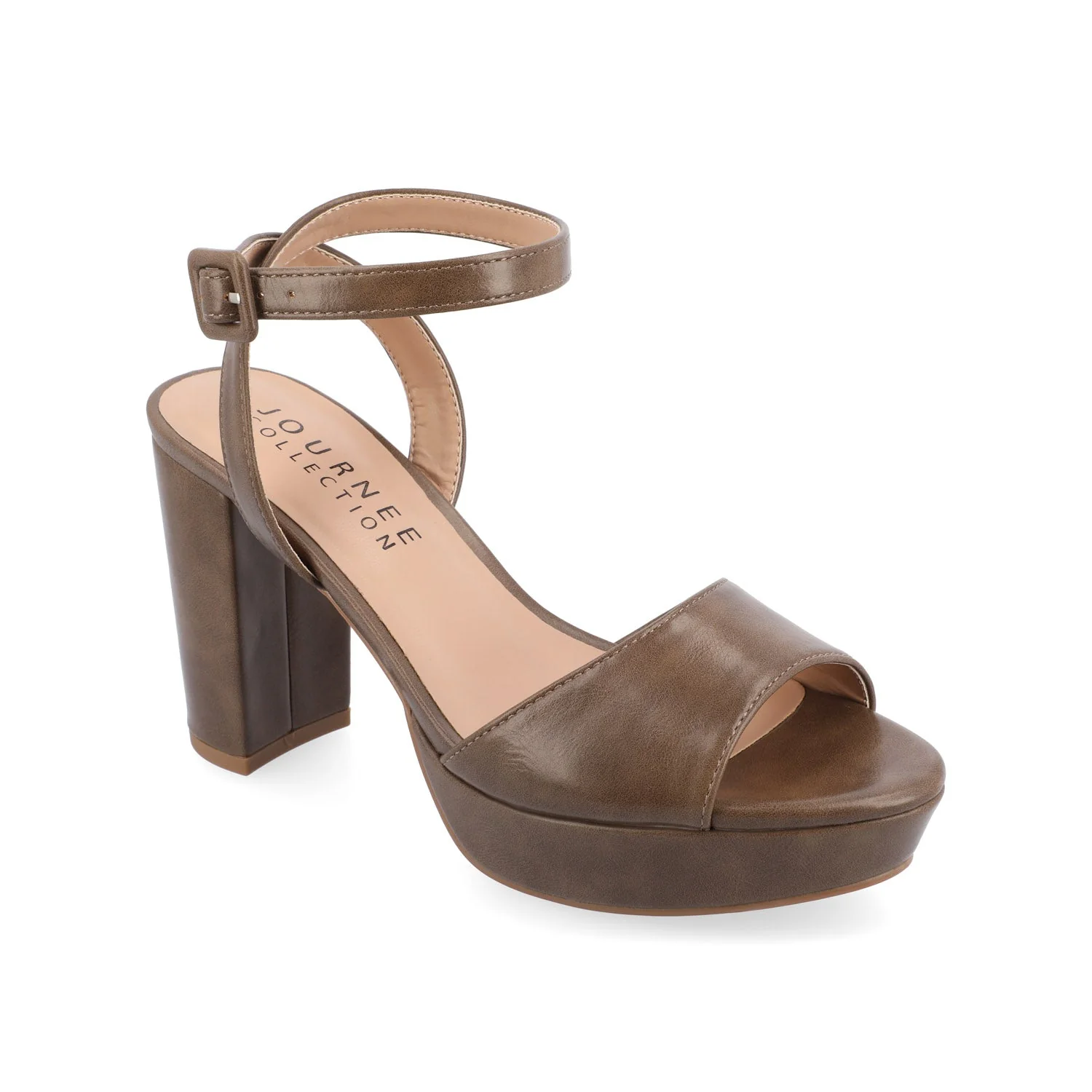 NAIRRI VEGAN LEATHER STRAPPY HEELS IN WIDE - Brown - Image 2