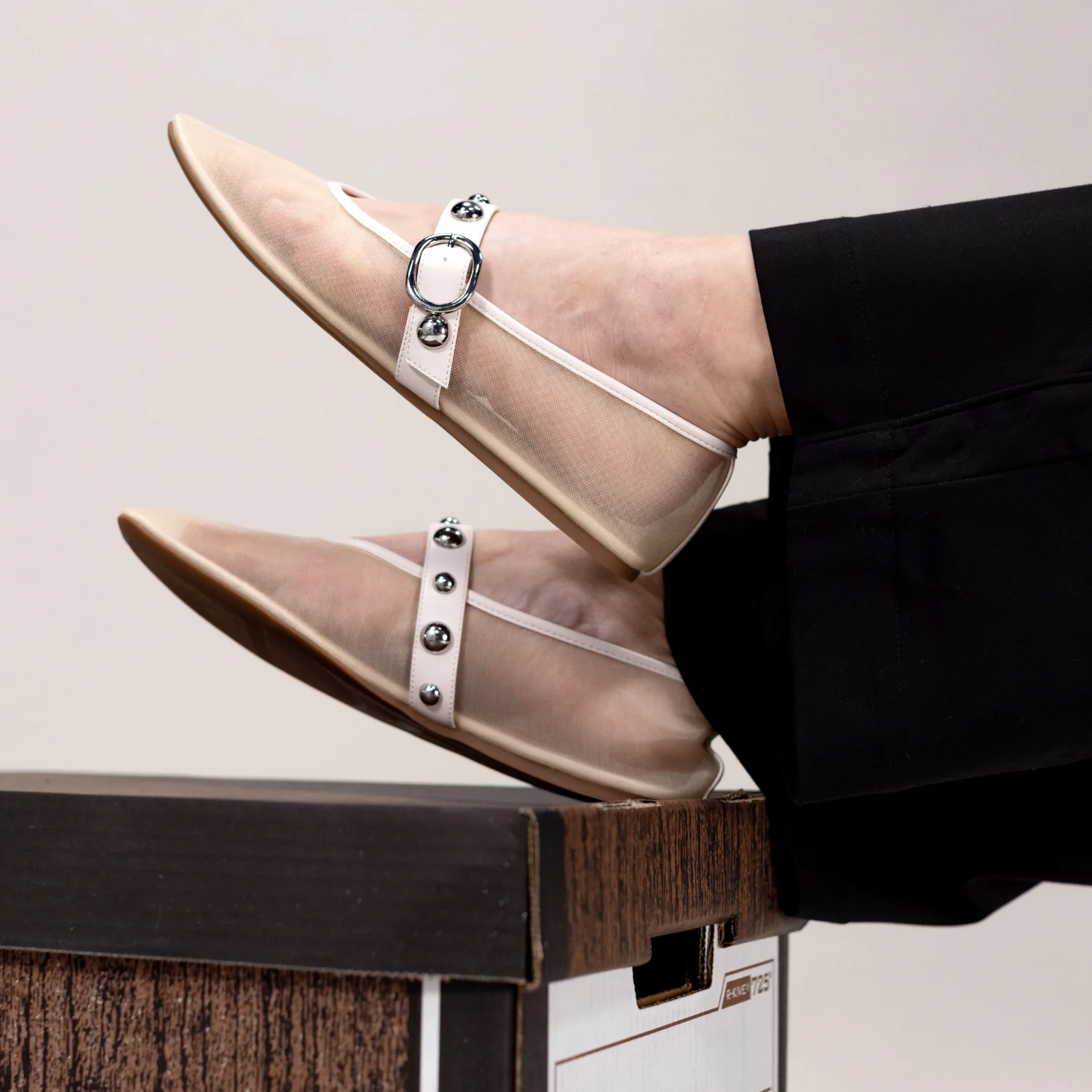NAVEAH BALLET FLATS - Bone Mesh - Image 2