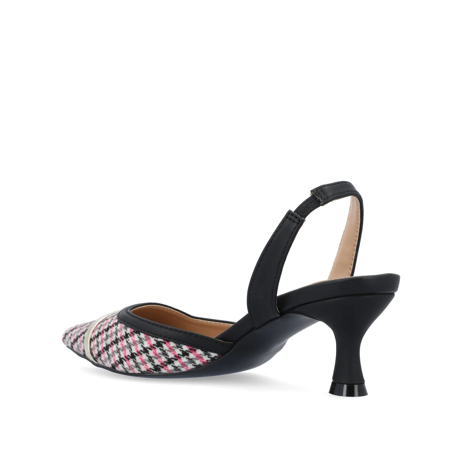 NELLIA SLINGBACK KITTEN HEELS IN TWEED - Black and Pink Houndstooth - Image 4