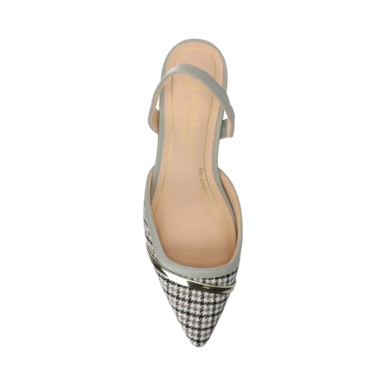 NELLIA SLINGBACK KITTEN HEELS IN TWEED - Grey Houndstooth Tweed - Image 4
