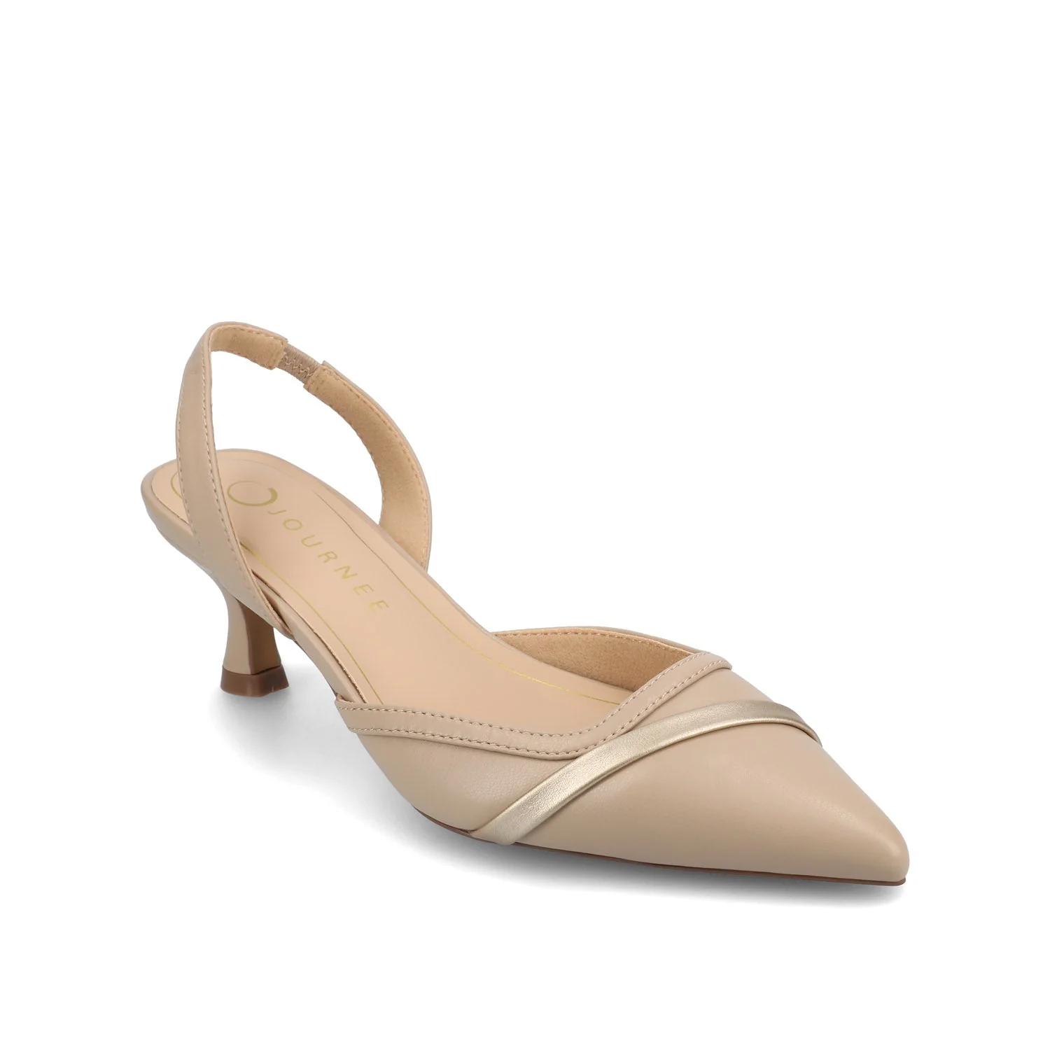 NELLIA SLINGBACK KITTEN HEELS IN TWEED - Taupe PU - Image 2