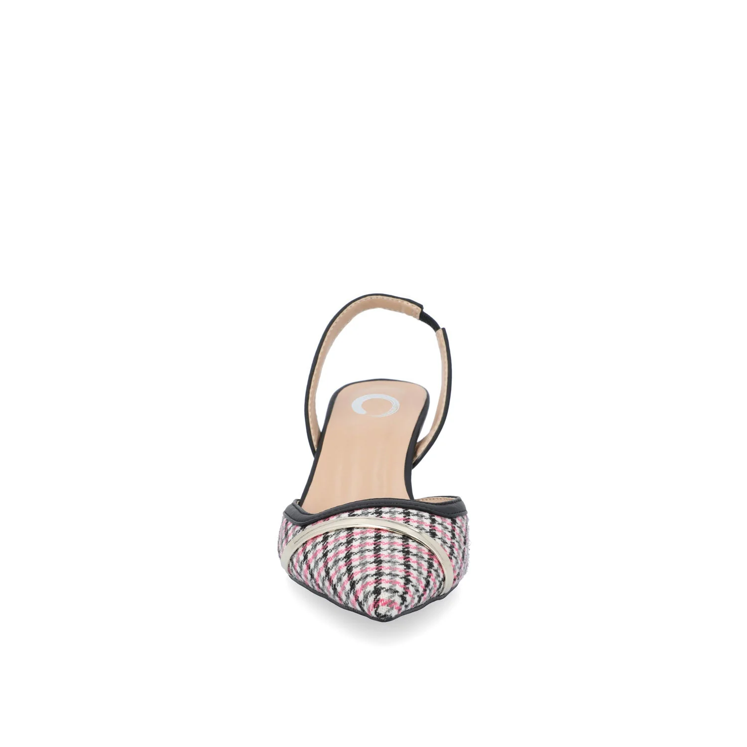 NELLIA TWEED SLINGBACK KITTEN HEELS IN WIDE - Black and Pink Houndstooth - Image 5