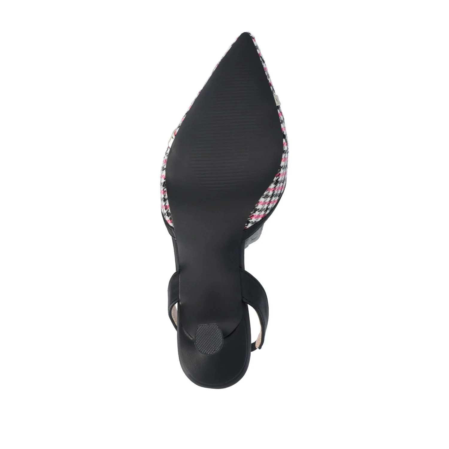 NELLIA TWEED SLINGBACK KITTEN HEELS IN WIDE - Black and Pink Houndstooth - Image 8