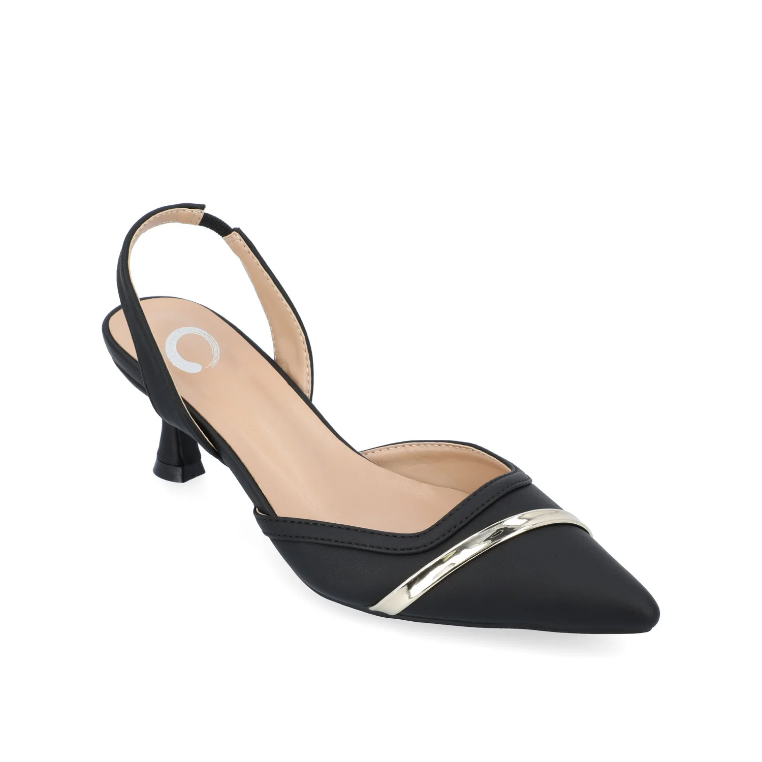 NELLIA TWEED SLINGBACK KITTEN HEELS IN WIDE - Black PU - Image 2