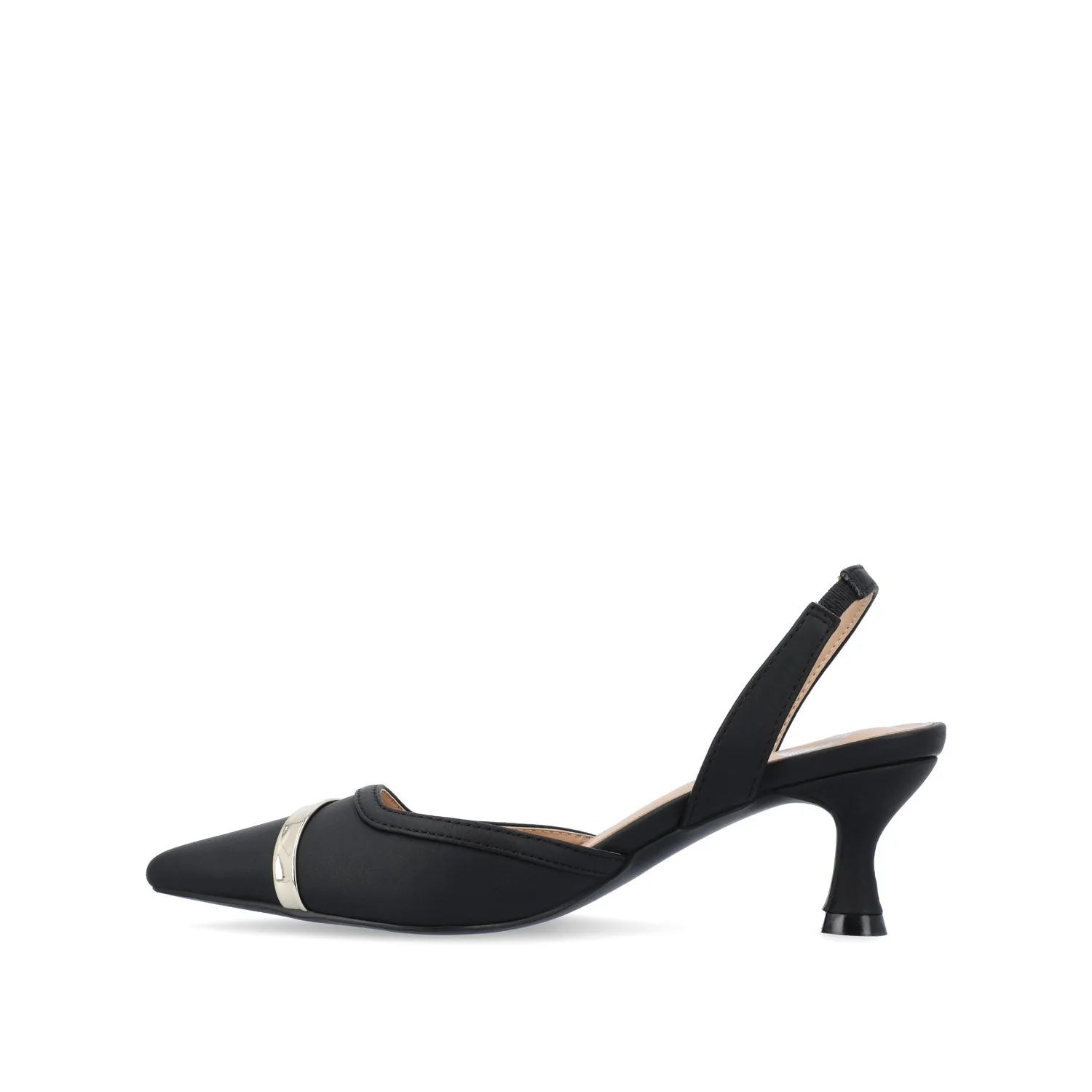 NELLIA TWEED SLINGBACK KITTEN HEELS IN WIDE - Black PU - Image 3