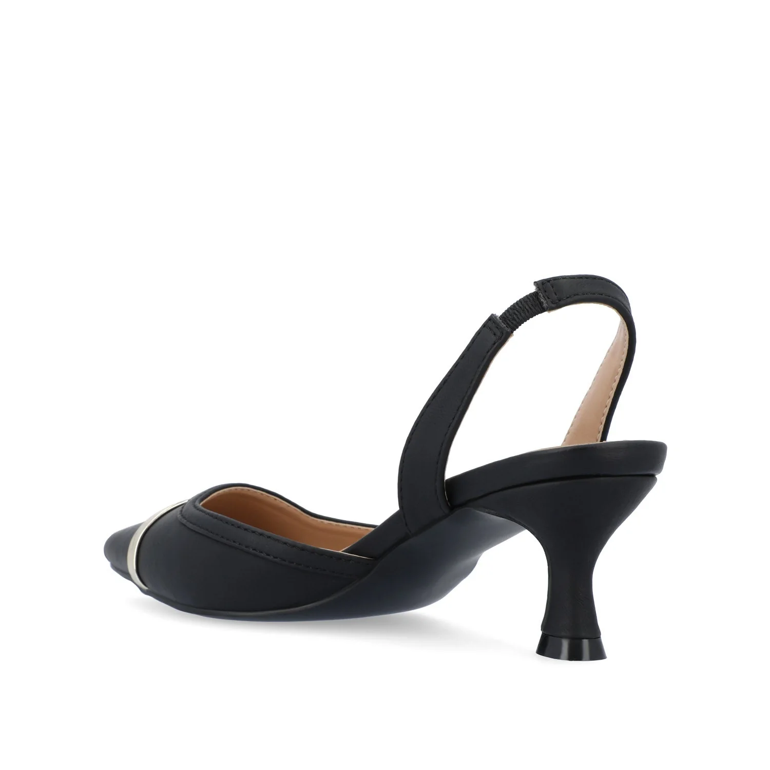 NELLIA TWEED SLINGBACK KITTEN HEELS IN WIDE - Black PU - Image 4