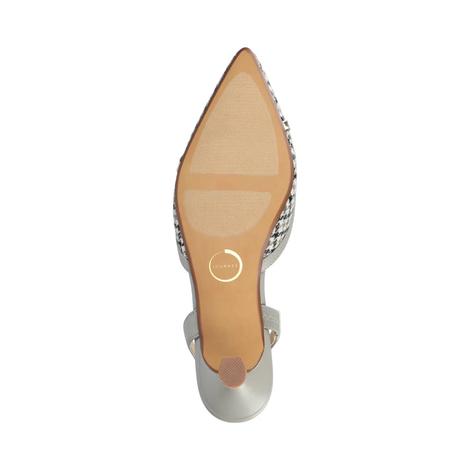 NELLIA TWEED SLINGBACK KITTEN HEELS IN WIDE - Grey Houndstooth Tweed - Image 5