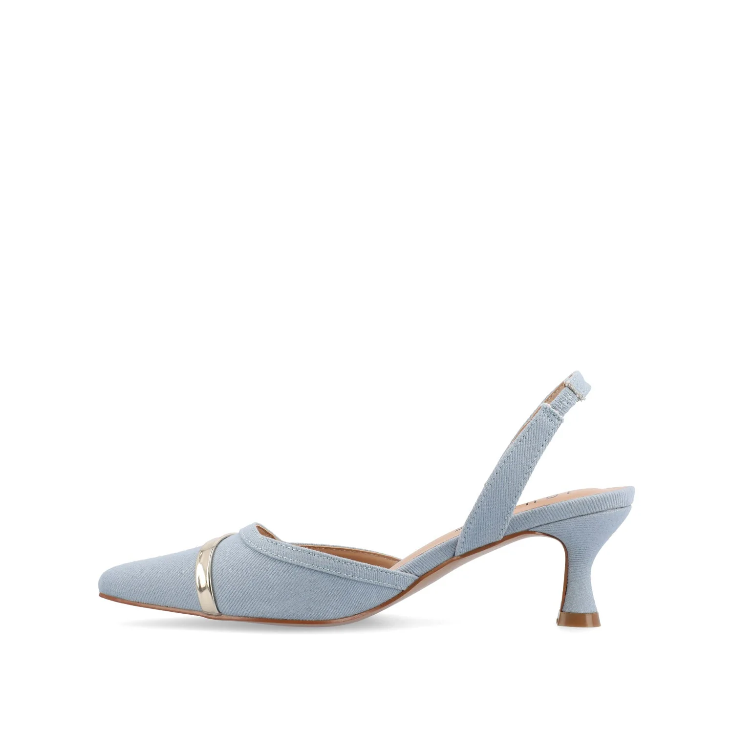NELLIA TWEED SLINGBACK KITTEN HEELS IN WIDE - Light Denim - Image 3