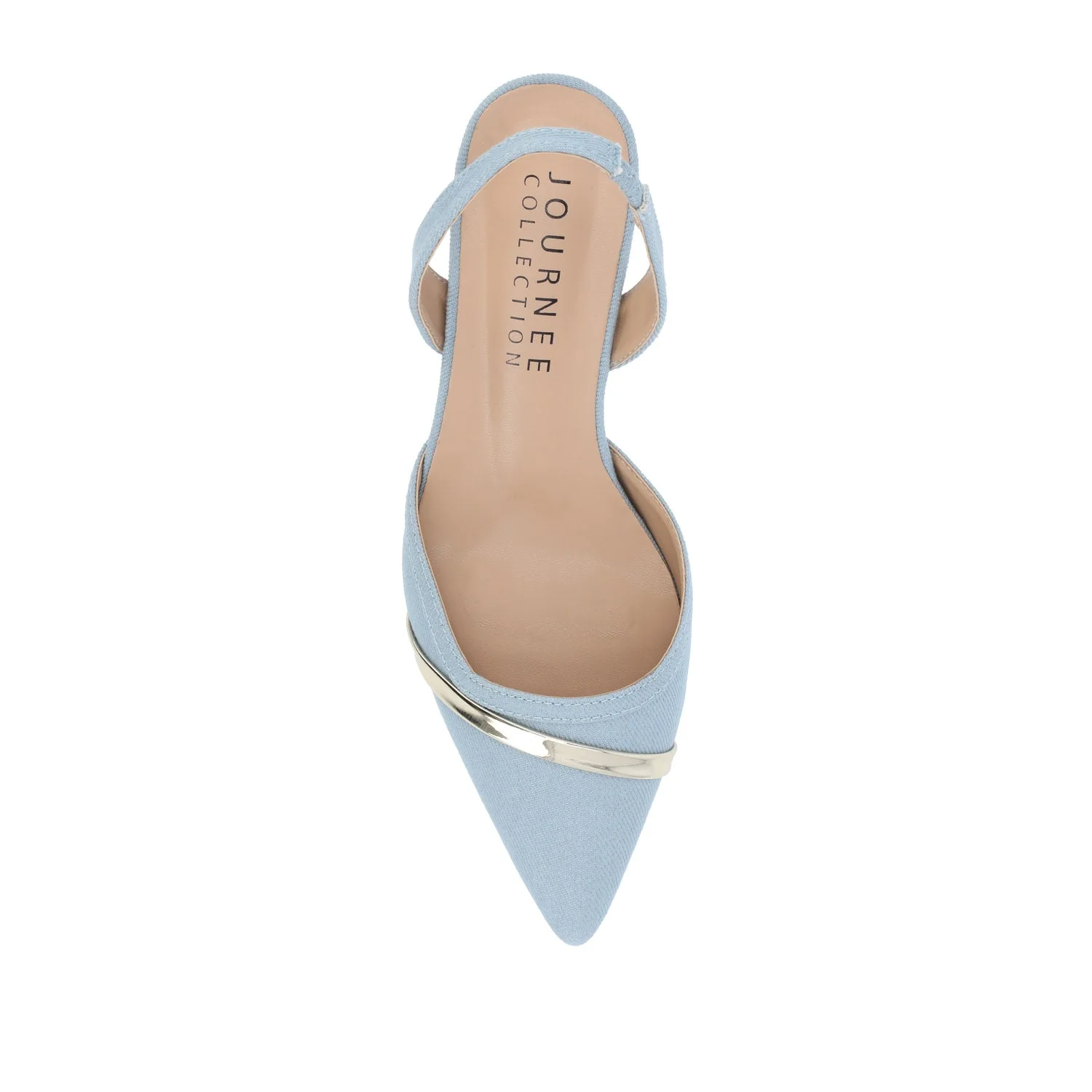NELLIA TWEED SLINGBACK KITTEN HEELS IN WIDE - Light Denim - Image 6