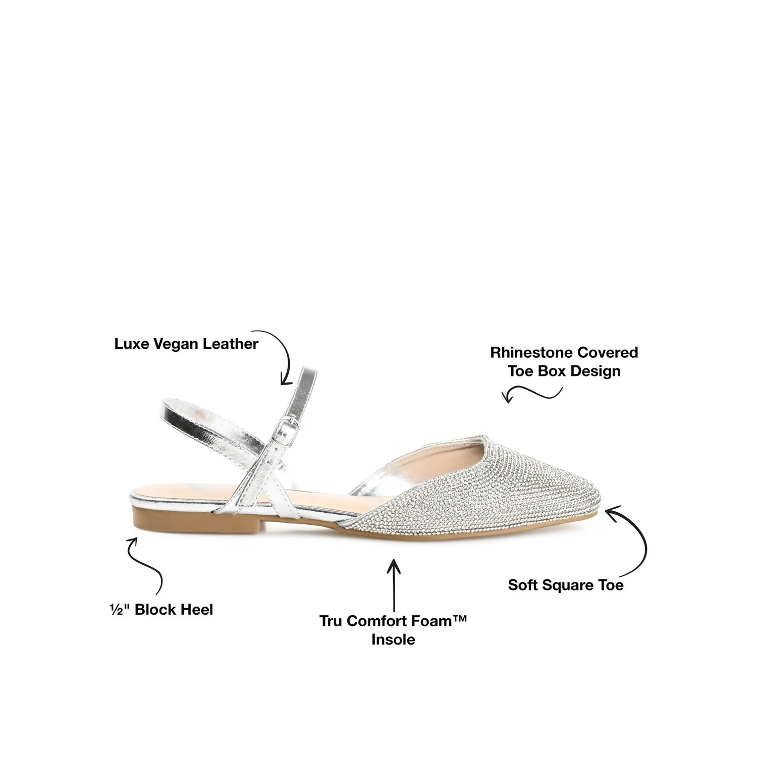 NYSHA GLITTERED FORMAL FLATS IN NARROW - Silver - Image 10