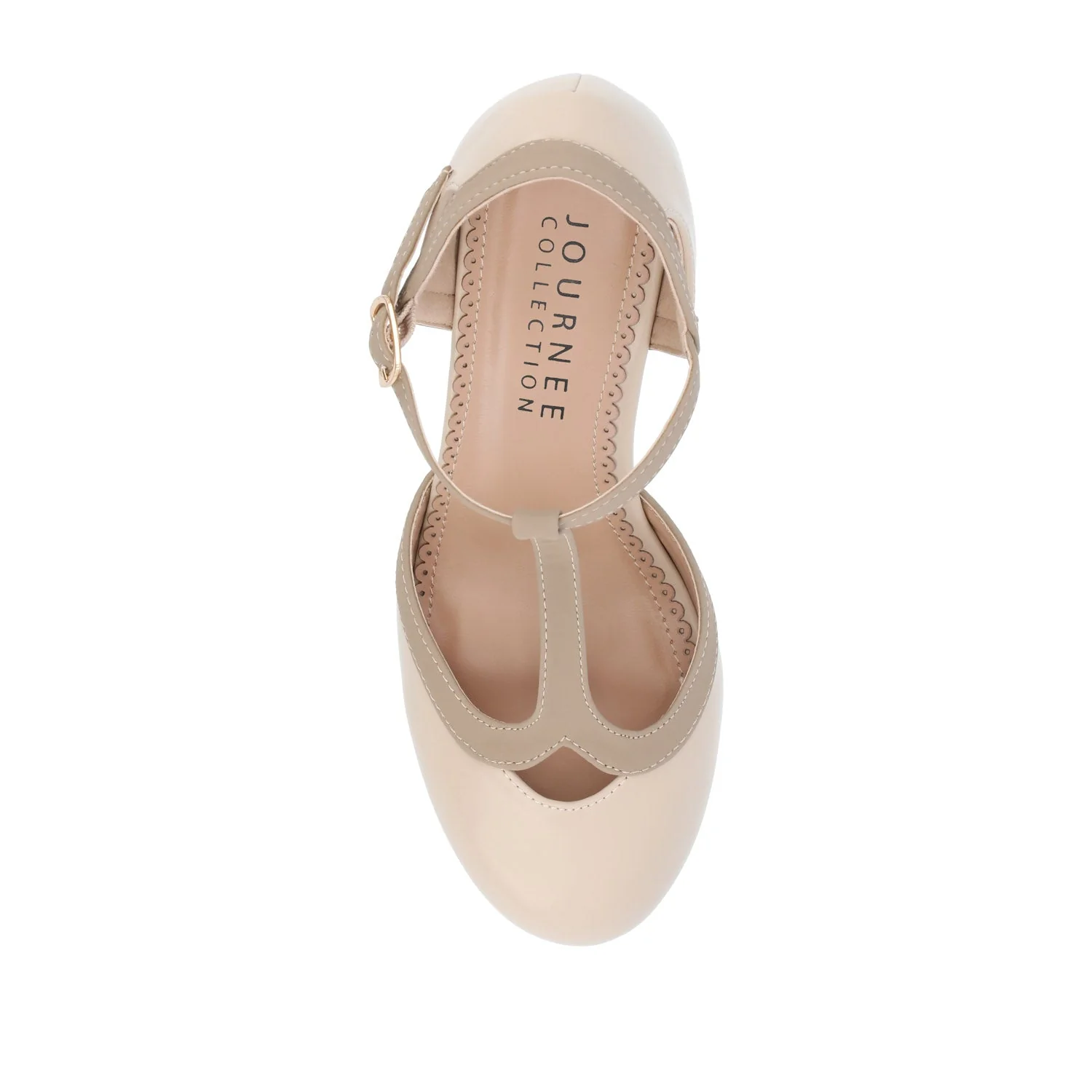 OLINA T-STRAP PUMP HEELS IN VEGAN LEATHER - Nude - Image 7