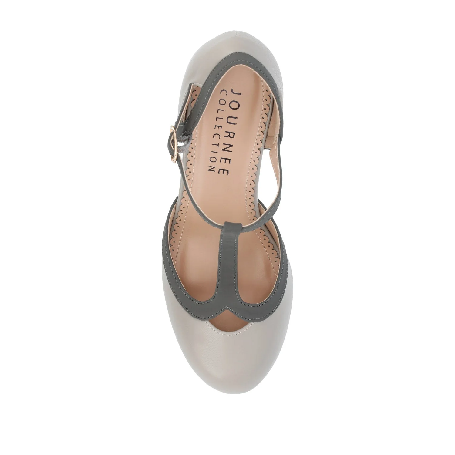 OLINA T-STRAP PUMP HEELS IN NARROW - Grey - Image 6