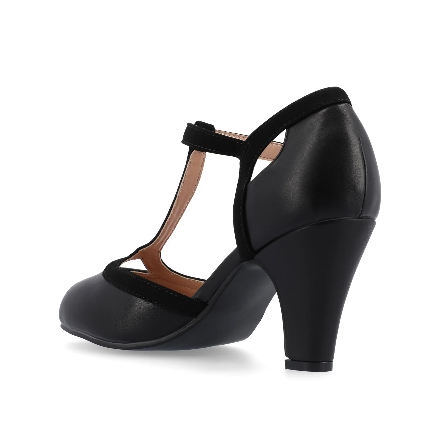 OLINA T-STRAP PUMP HEELS IN WIDE - Black - Image 4