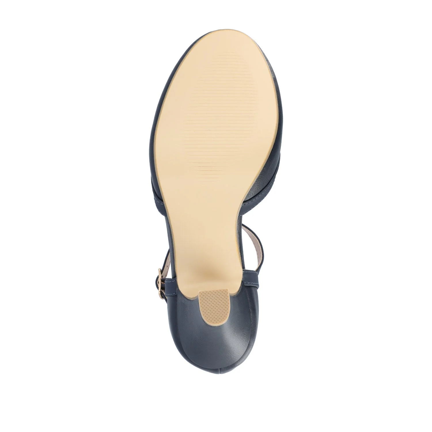 OLINA T-STRAP PUMP HEELS IN WIDE - Navy Nubuck - Image 8