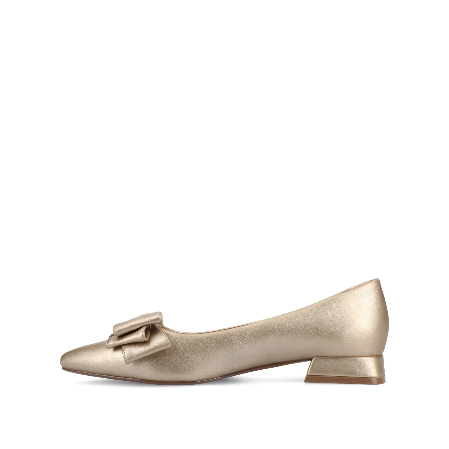 OPHELIA LOW BLOCK BALLET FLATS VEGAN LEATHER IN WIDE - Champagne - Image 3