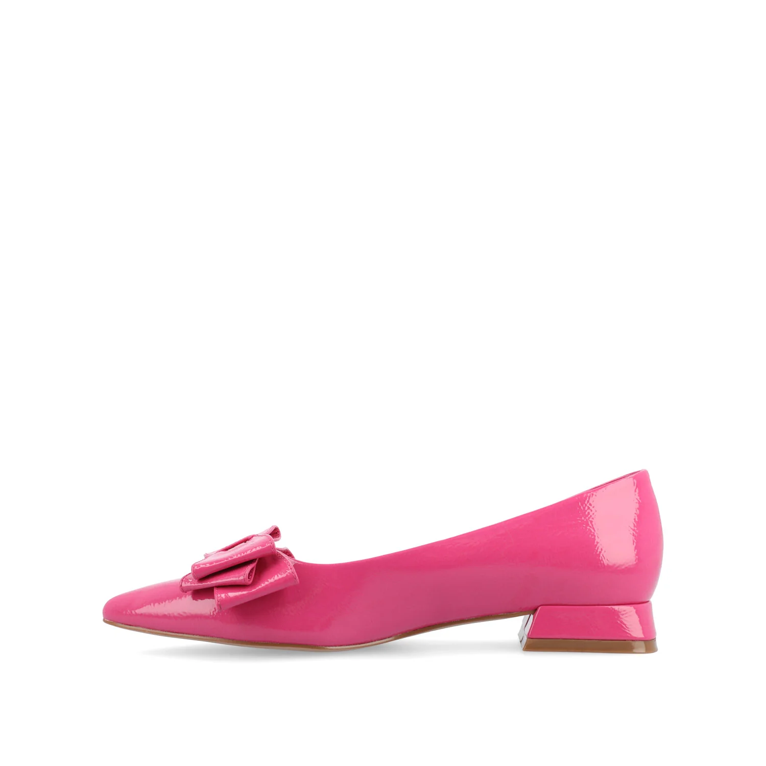OPHELIA LOW BLOCK BALLET FLATS VEGAN LEATHER IN WIDE - Patent/Pink - Image 3