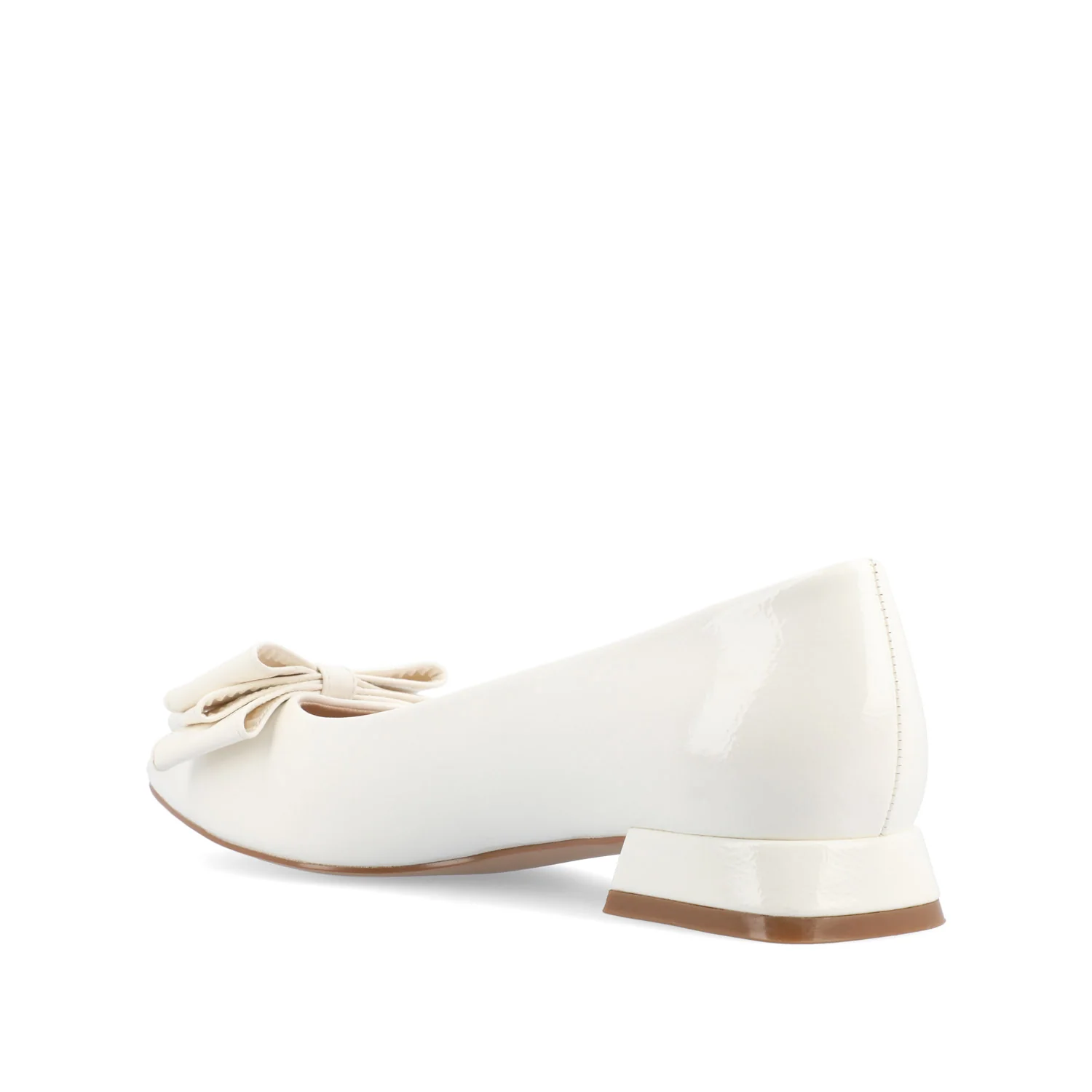 OPHELIA LOW BLOCK BALLET FLATS VEGAN LEATHER IN WIDE - Patent/White - Image 4