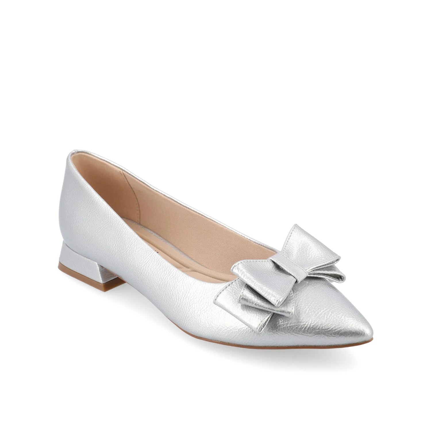 OPHELIA LOW BLOCK BALLET FLATS VEGAN LEATHER IN WIDE - Silver - Image 3