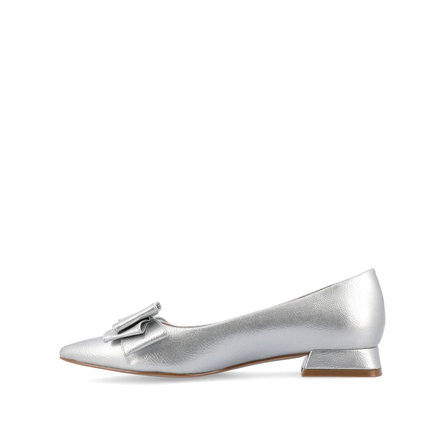 OPHELIA LOW BLOCK BALLET FLATS VEGAN LEATHER IN WIDE - Silver - Image 4