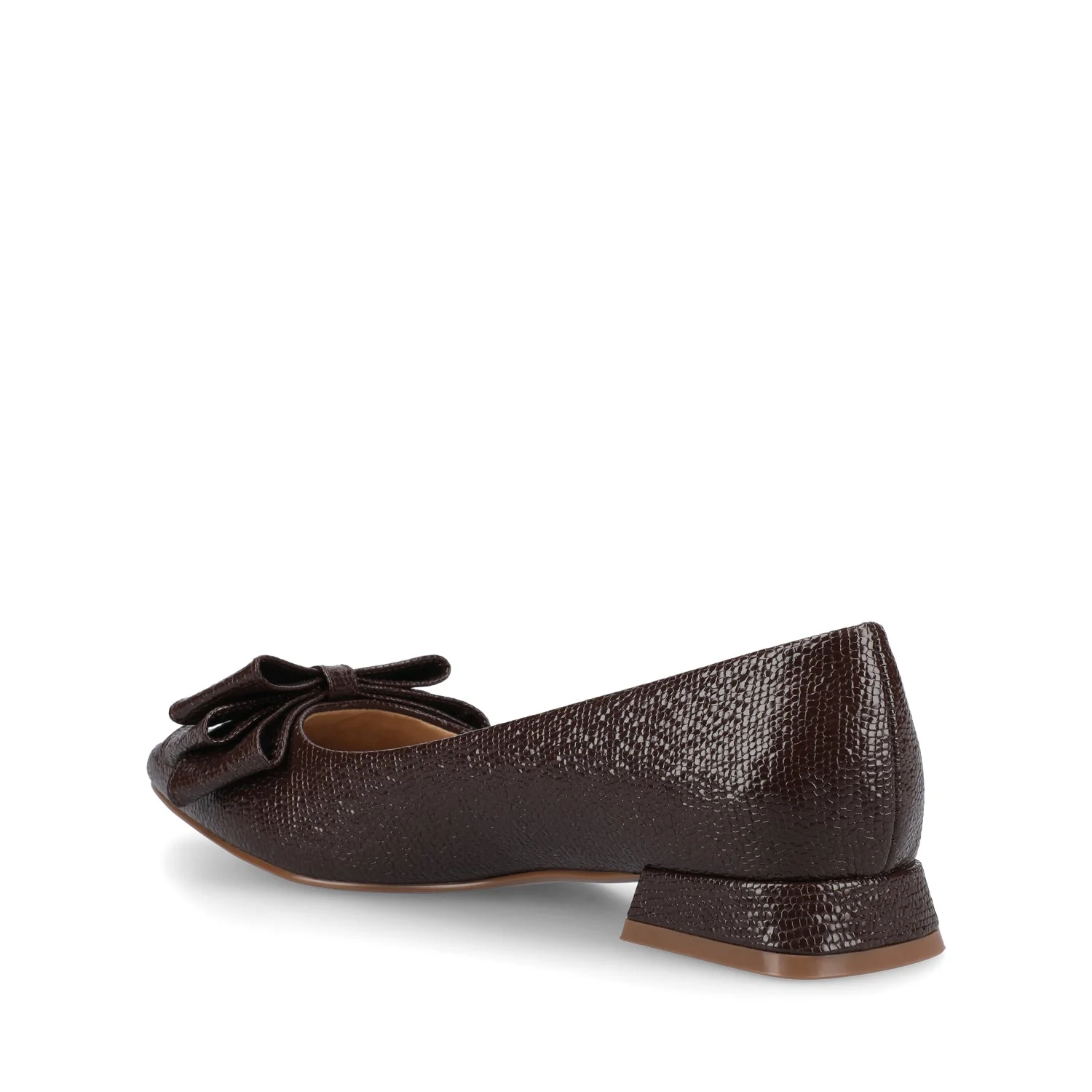 OPHELIA LOW BLOCK CROCO BALLET FLATS - Brown Croco - Image 3