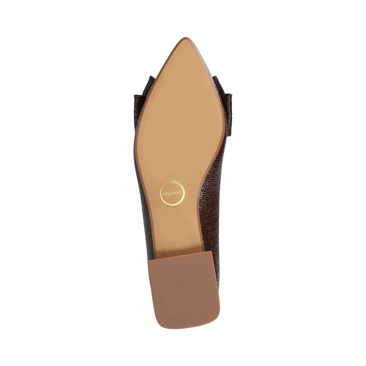 OPHELIA LOW BLOCK CROCO BALLET FLATS - Brown Croco - Image 5