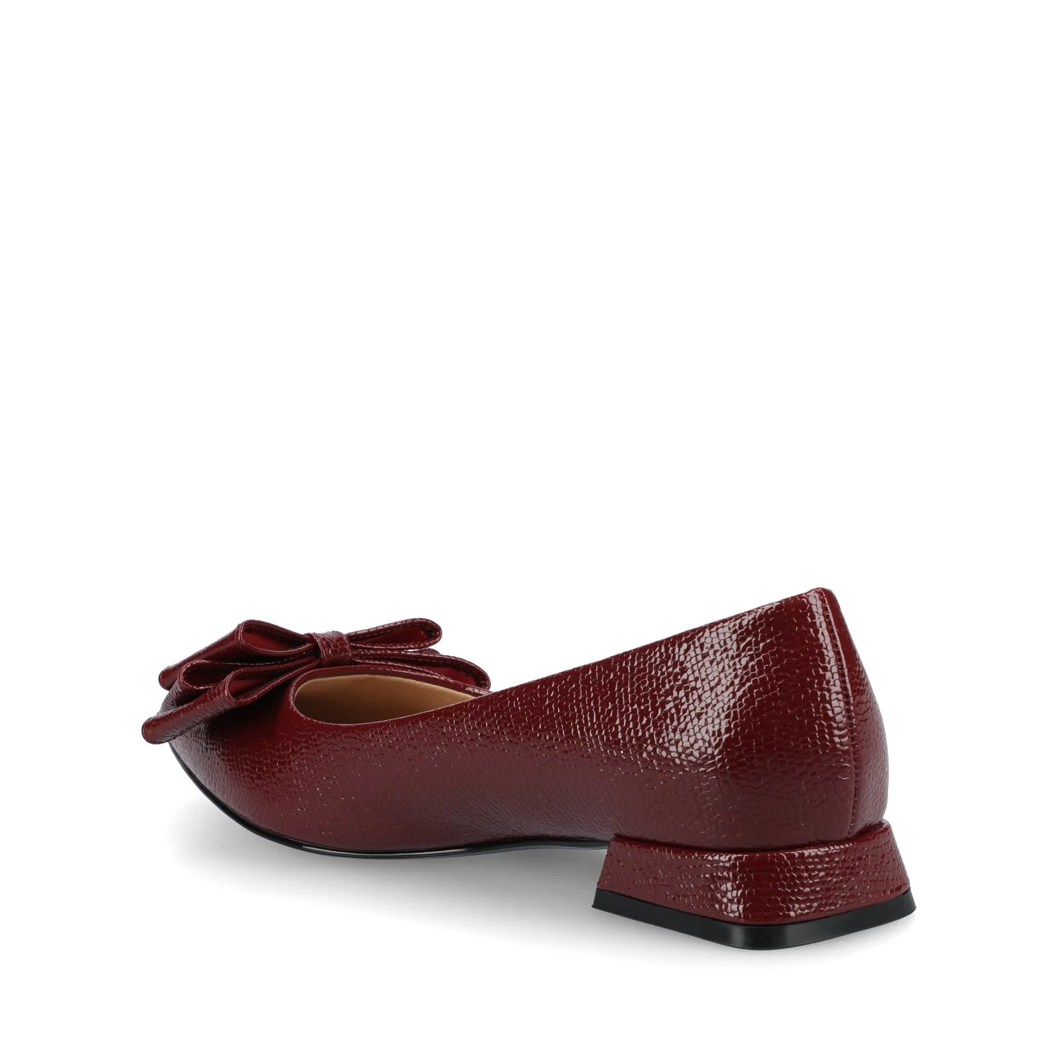 OPHELIA LOW BLOCK CROCO BALLET FLATS - Oxblood Croco - Image 3