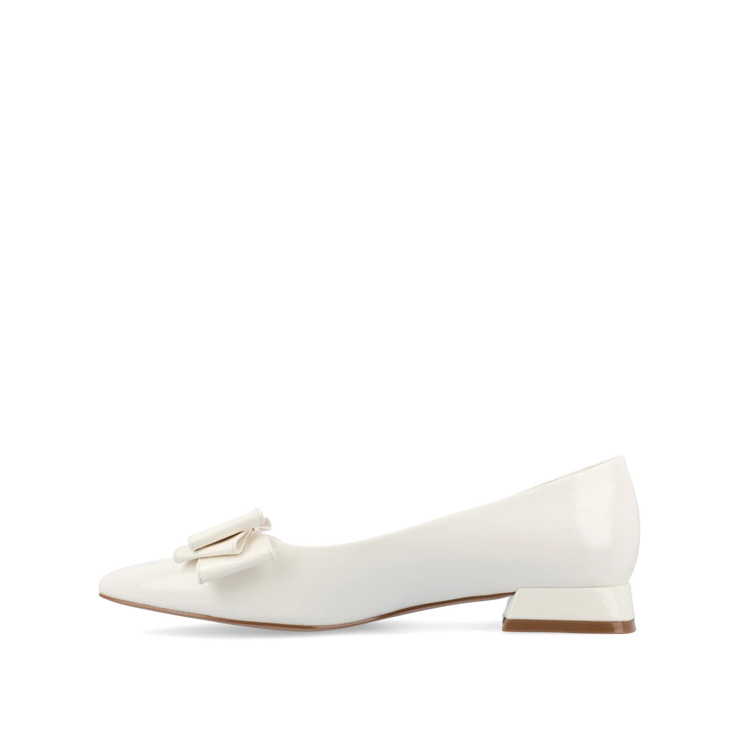 OPHELIA LOW BLOCK BALLET FLATS VEGAN LEATHER - Patent/White - Image 3