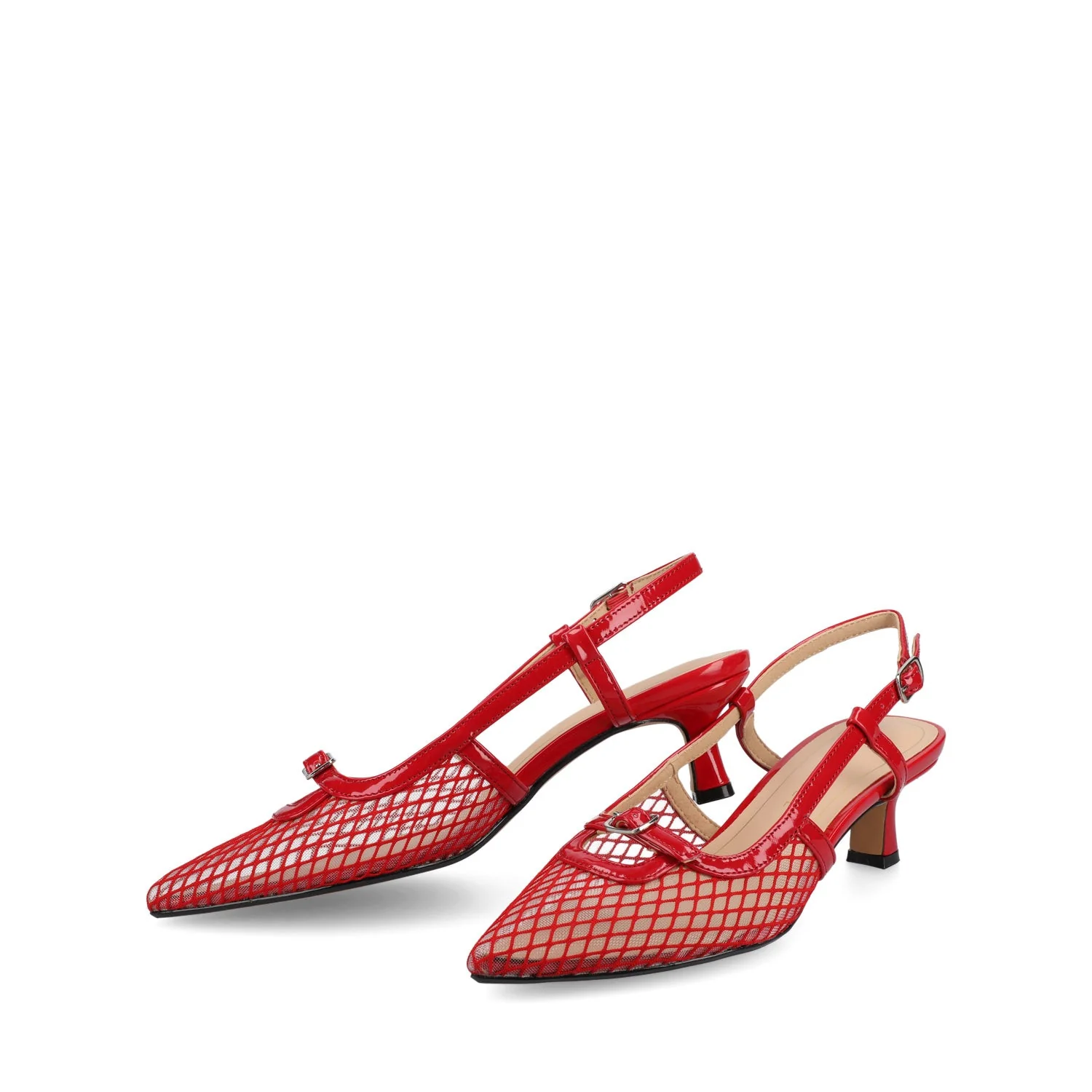 PADMA SLING BACK PUMPS IN MESH - Red Mesh - Image 3