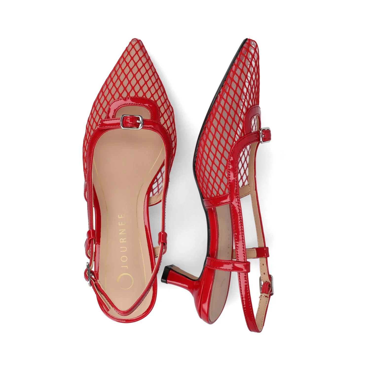 PADMA SLING BACK PUMPS IN MESH - Red Mesh - Image 4