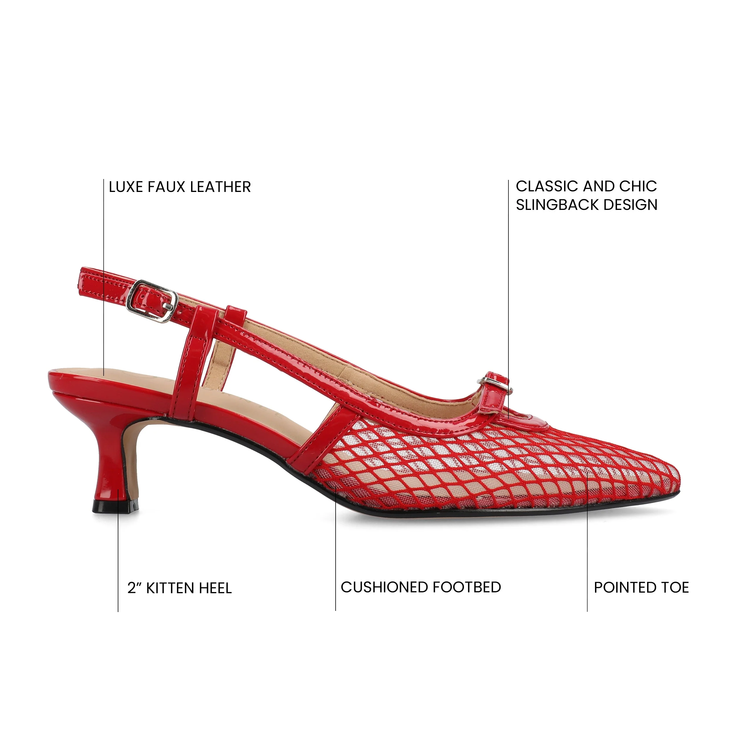 PADMA SLING BACK PUMPS IN MESH - Red Mesh - Image 7