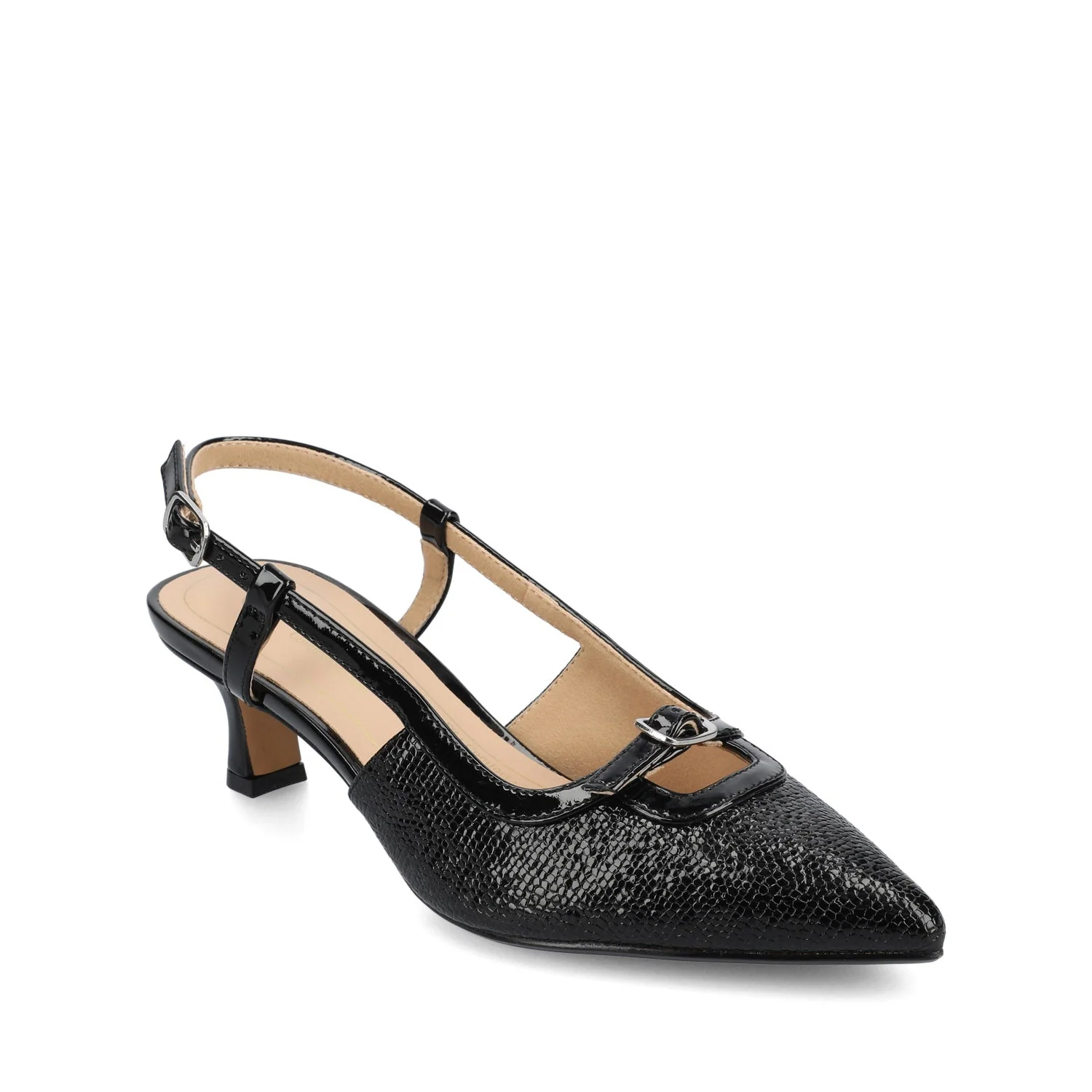 PADMA KITTEN HEELS IN VEGAN LEATHER - Black Lizard - Image 2