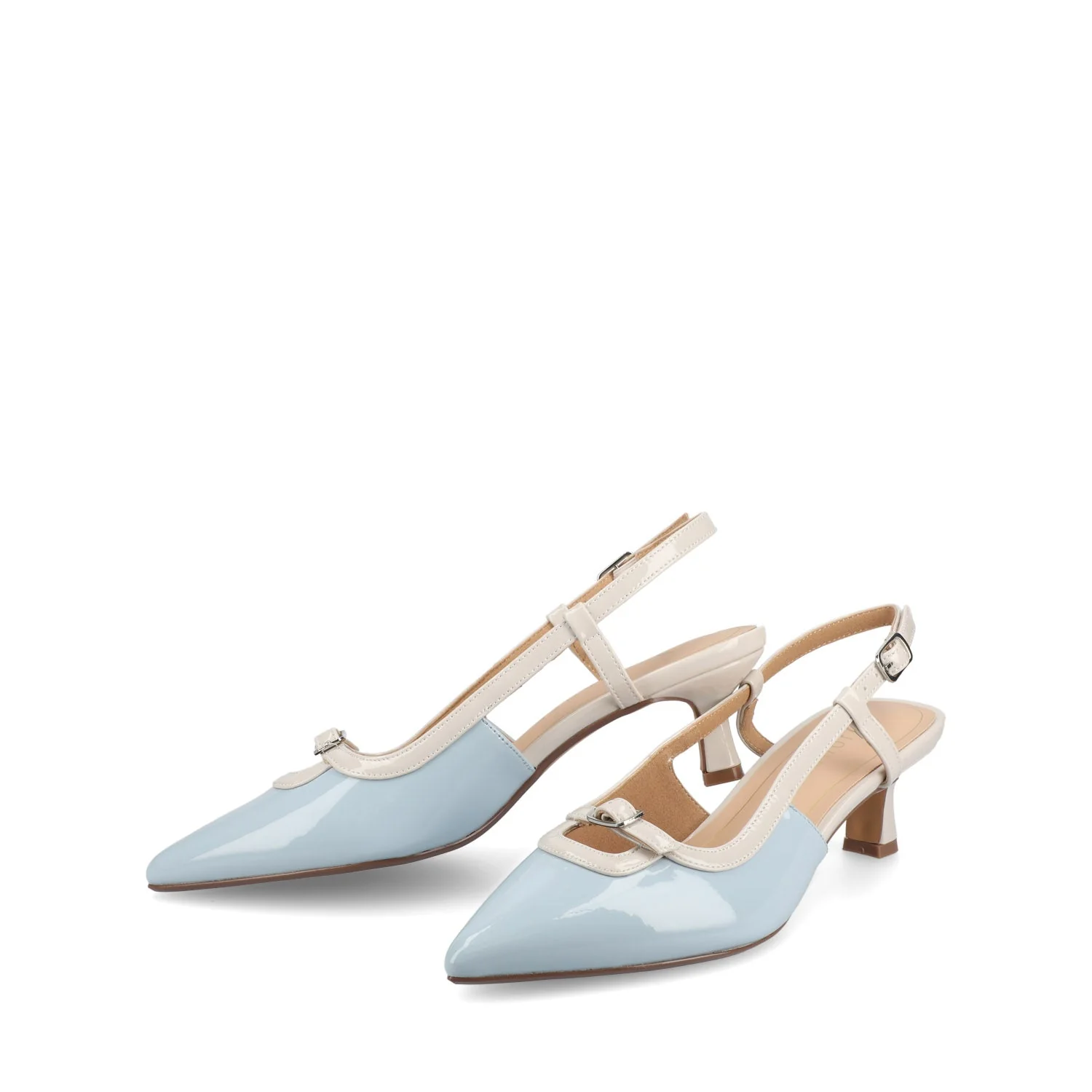 PADMA KITTEN HEELS IN VEGAN LEATHER - Blue Patent - Image 2